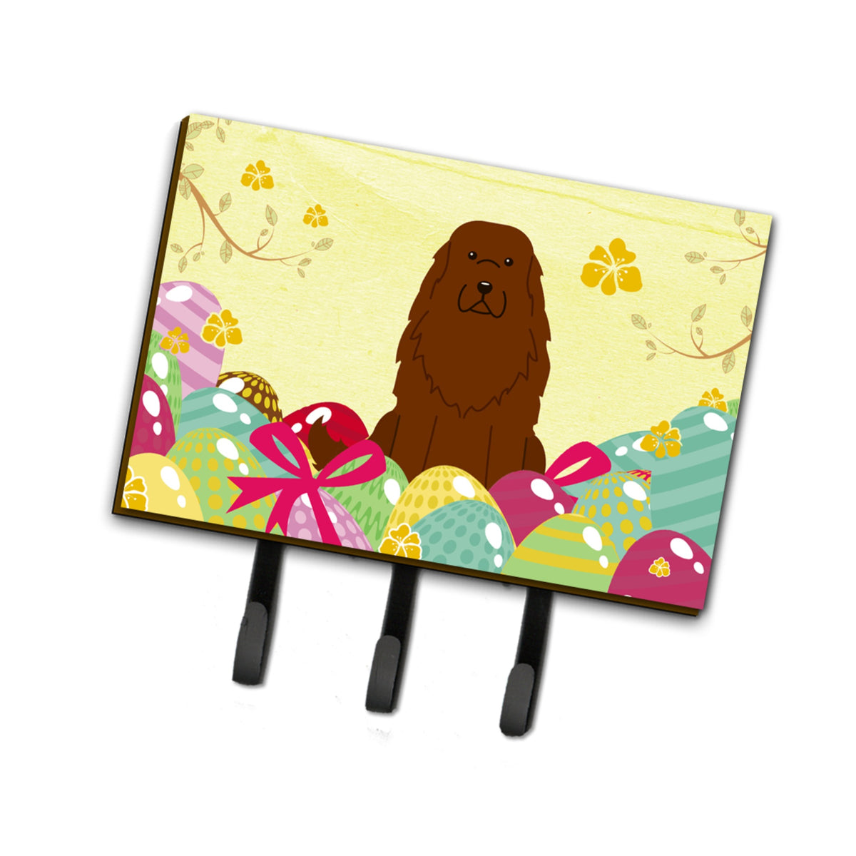 Caroline'S Treasures Easter Eggs Caucasian Shepherd Dog Leash Or Key Holder Hooks, Multicolor