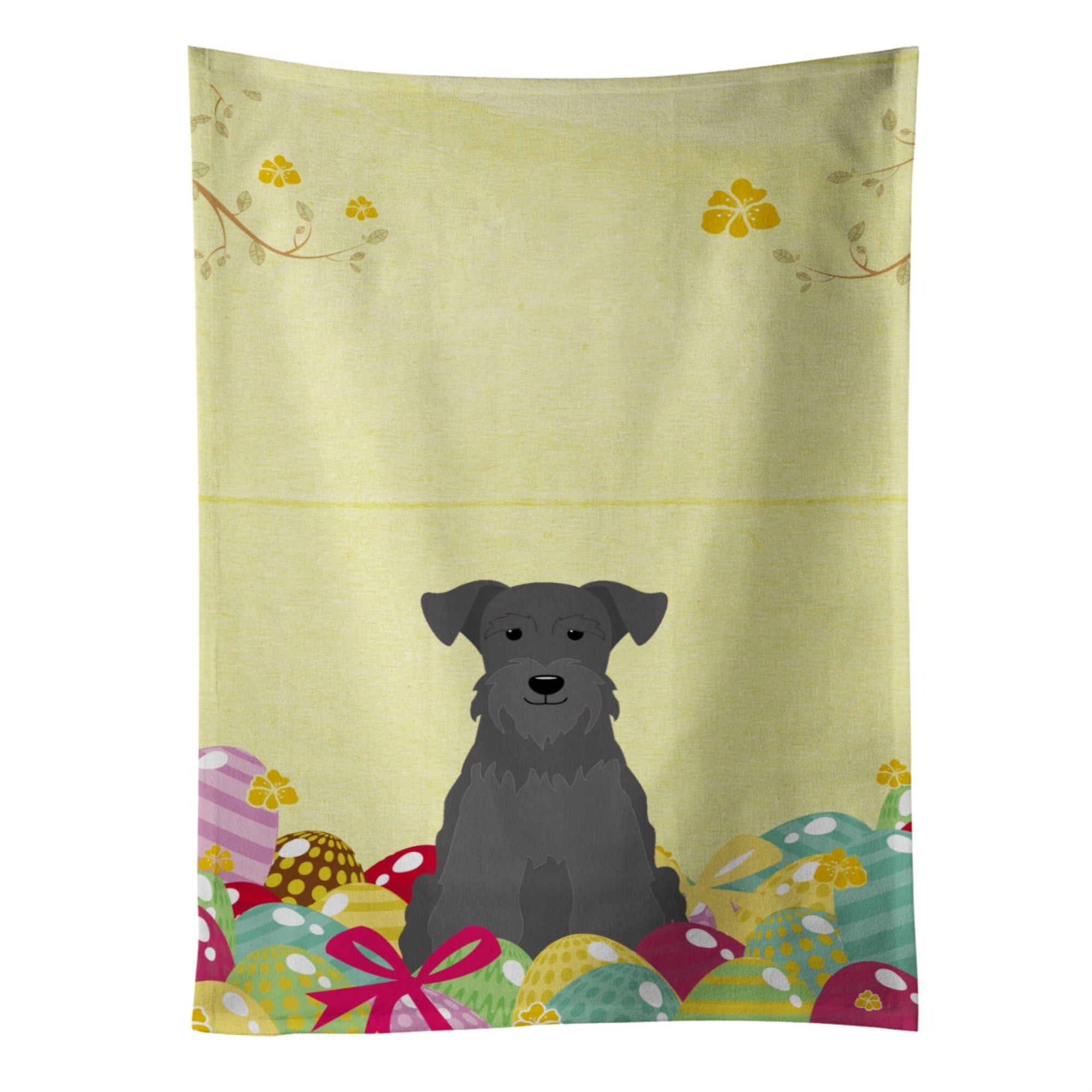 Caroline'S Treasures Easter Eggs Miniature Schnauzer Black Kitchen Towel, Multicolor, 25 X 15