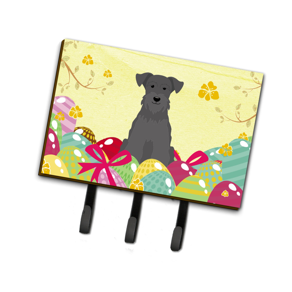 Caroline'S Treasures Easter Eggs Miniature Schanuzer Black Leash Or Key Holder Hooks, Multicolor