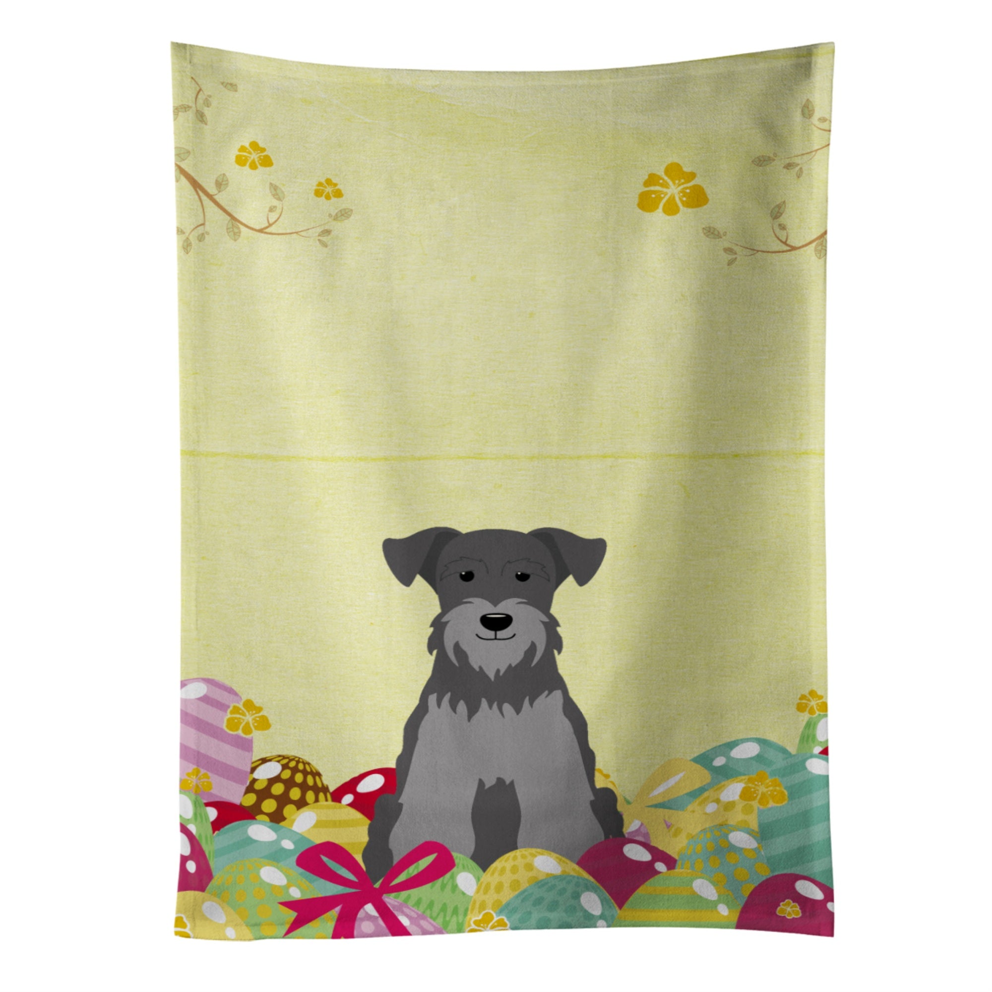 Caroline'S Treasures Easter Eggs Miniature Schnauzer Black Silver Kitchen Towel, Multicolor, 25 X 15