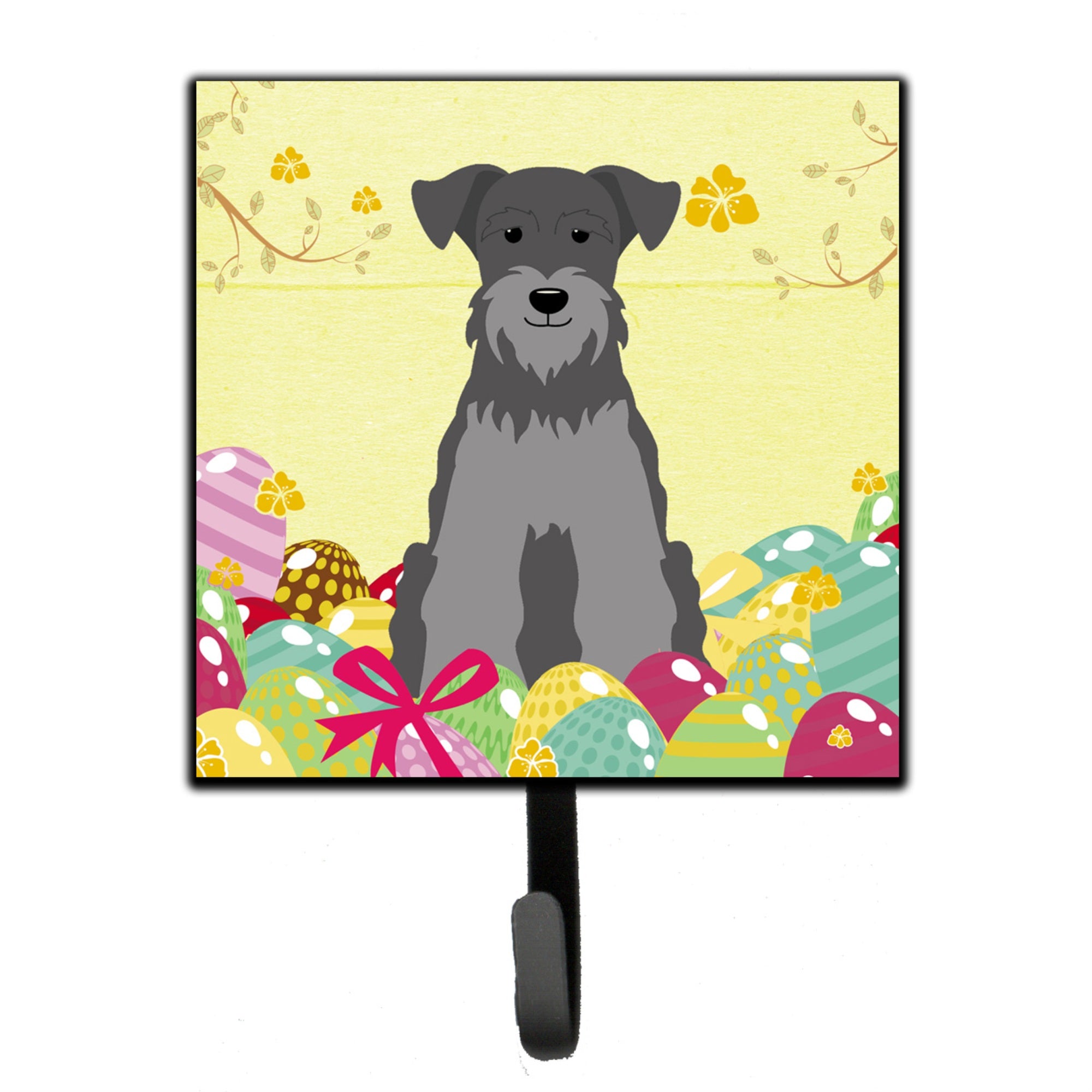 Caroline'S Treasures Eggs Silver Easter Miniature Schanuzer Black Wall Hook, Small, Multicolor