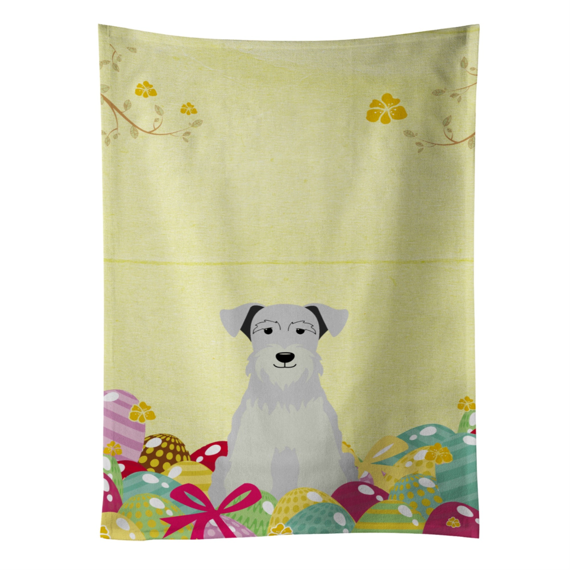 Caroline'S Treasures Easter Eggs Miniature Schnauzer White Kitchen Towel, Multicolor, 25 X 15