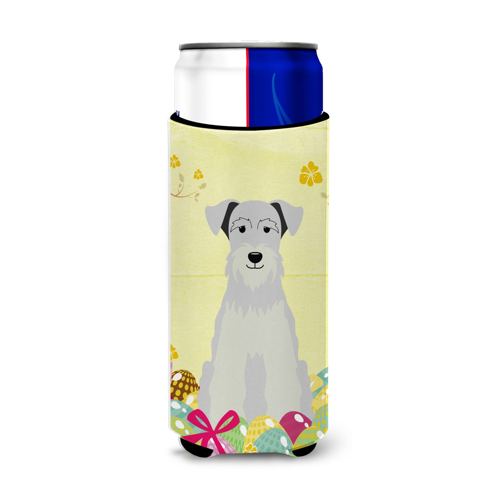 Caroline'S Treasures Easter Miniature Schanuzer White Michelob Ultra Hugger For Slim Cans, Slim Can, Multicolor