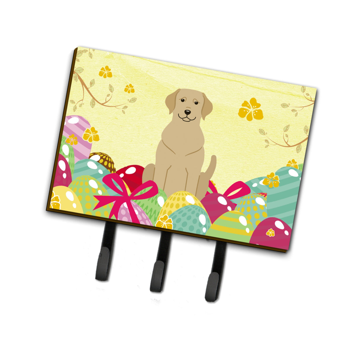 Caroline'S Treasures Easter Eggs Yellow Labrador Leash Or Key Holder Hooks