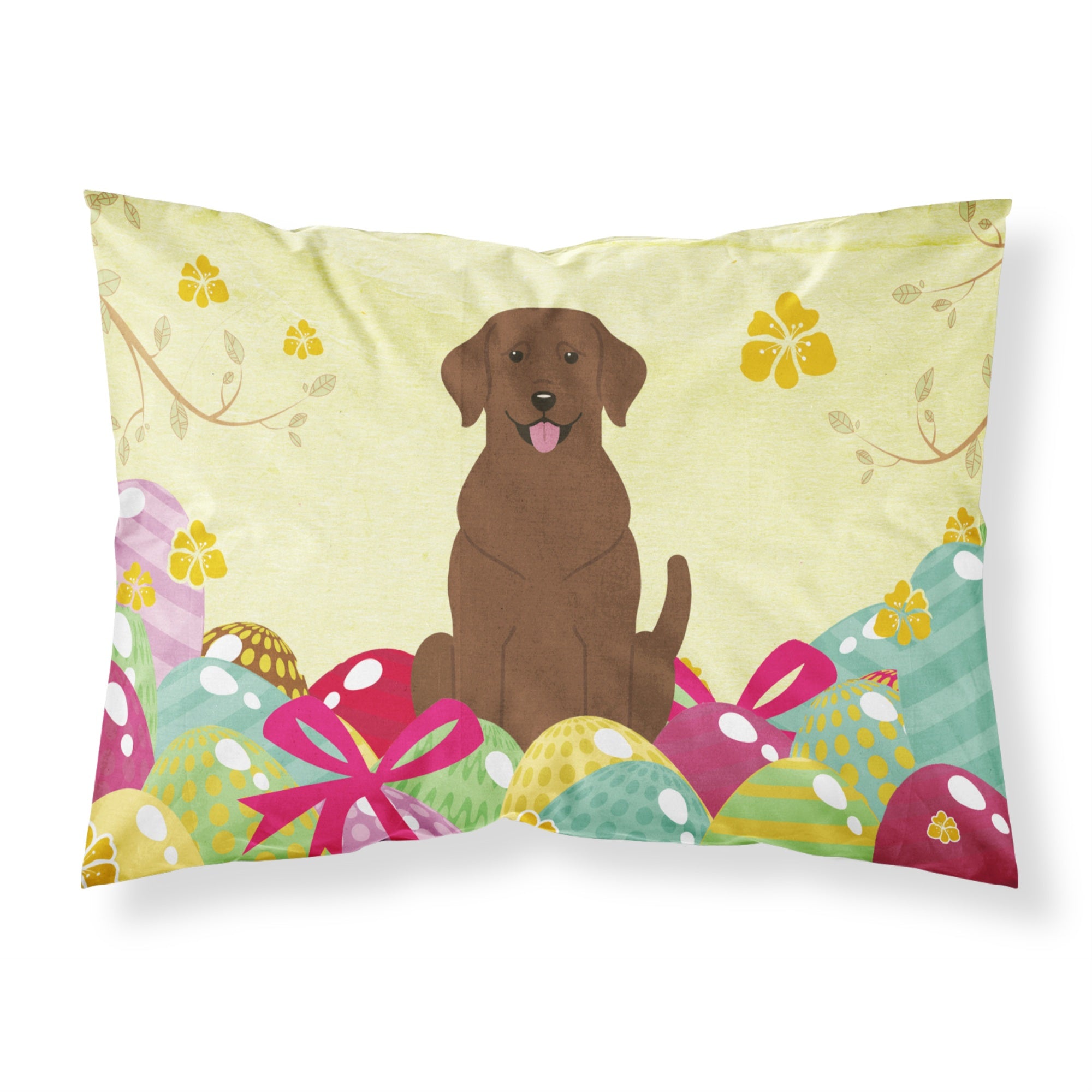 Easter Eggs Chocolate Labrador Fabric Standard Pillowcase