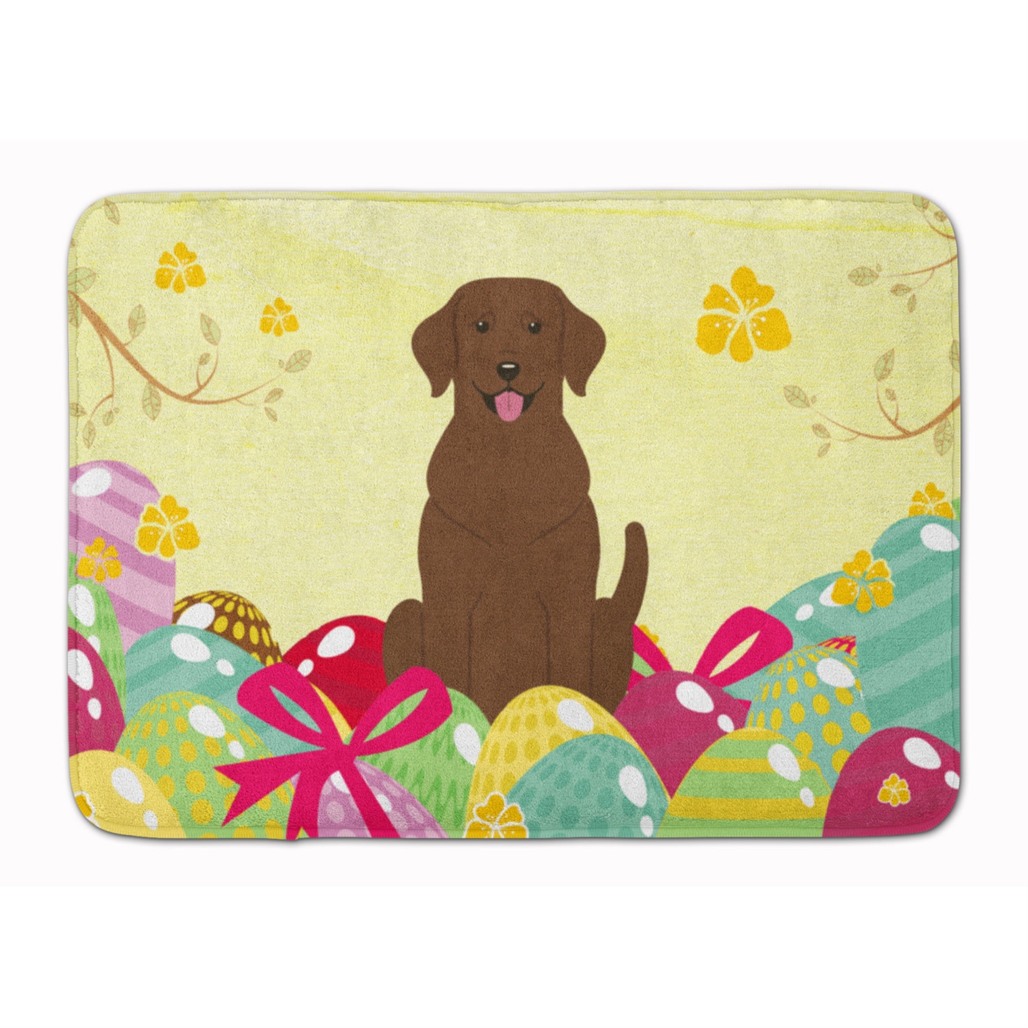 Caroline'S Treasures Easter Eggs Chocolate Labrador Machine Washable Memory Foam Mat Doormats, Multicolor