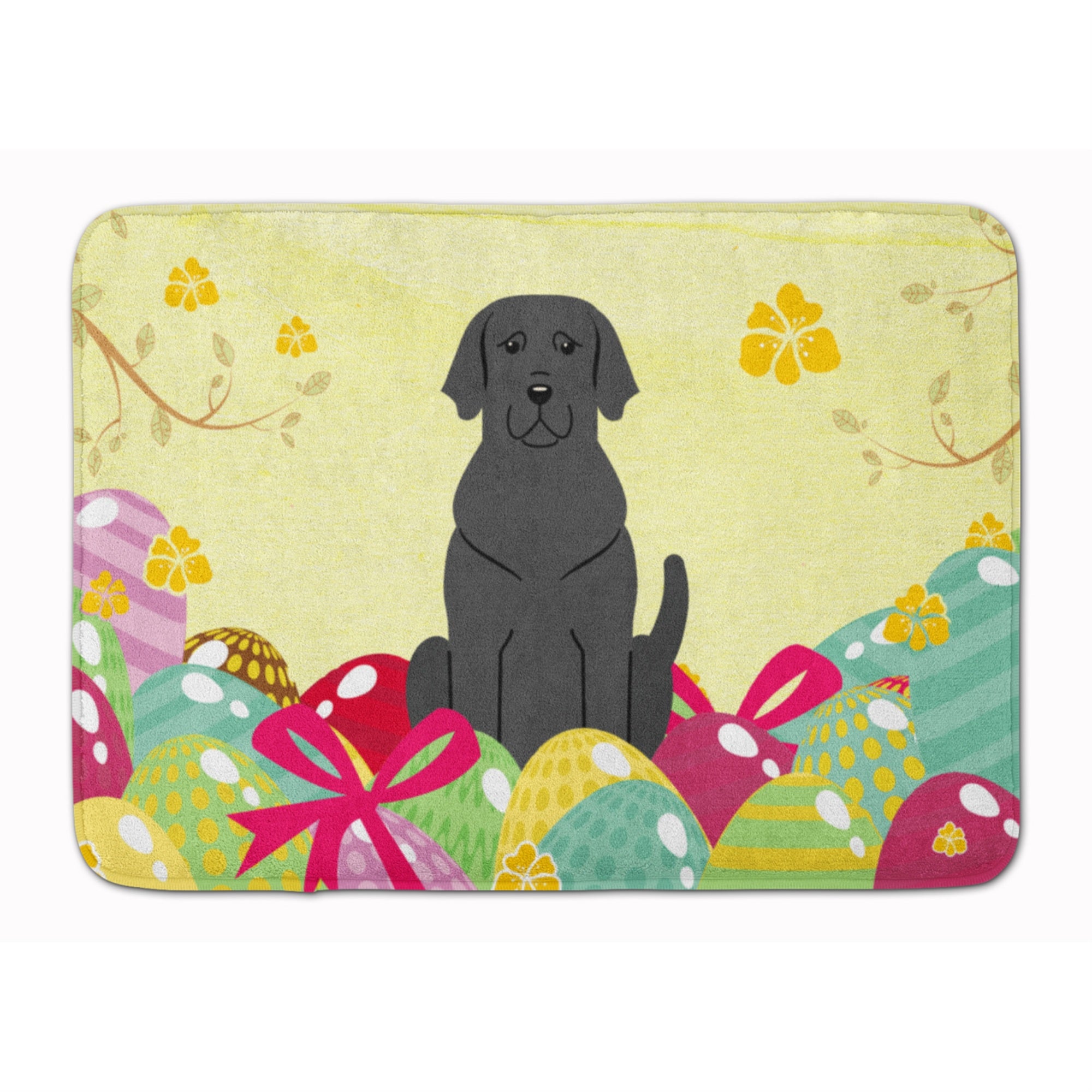 Caroline'S Treasures Easter Eggs Black Labrador Machine Washable Memory Foam Mat Doormats, Multicolor