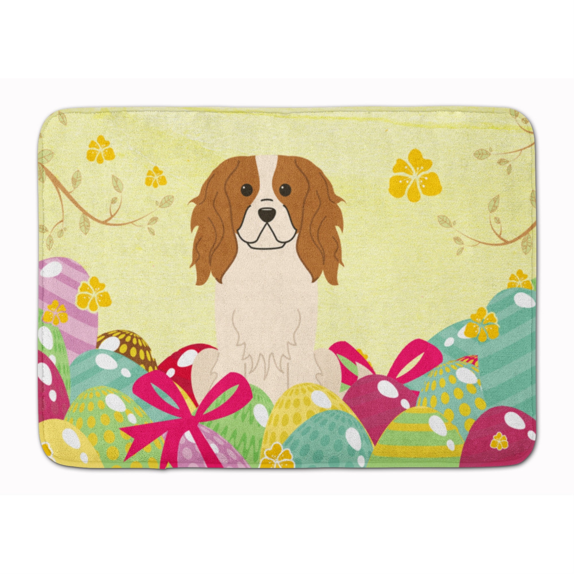 Caroline'S Treasures Easter Eggs Cavalier Spaniel Machine Washable Memory Foam Mat Doormats, Multicolor