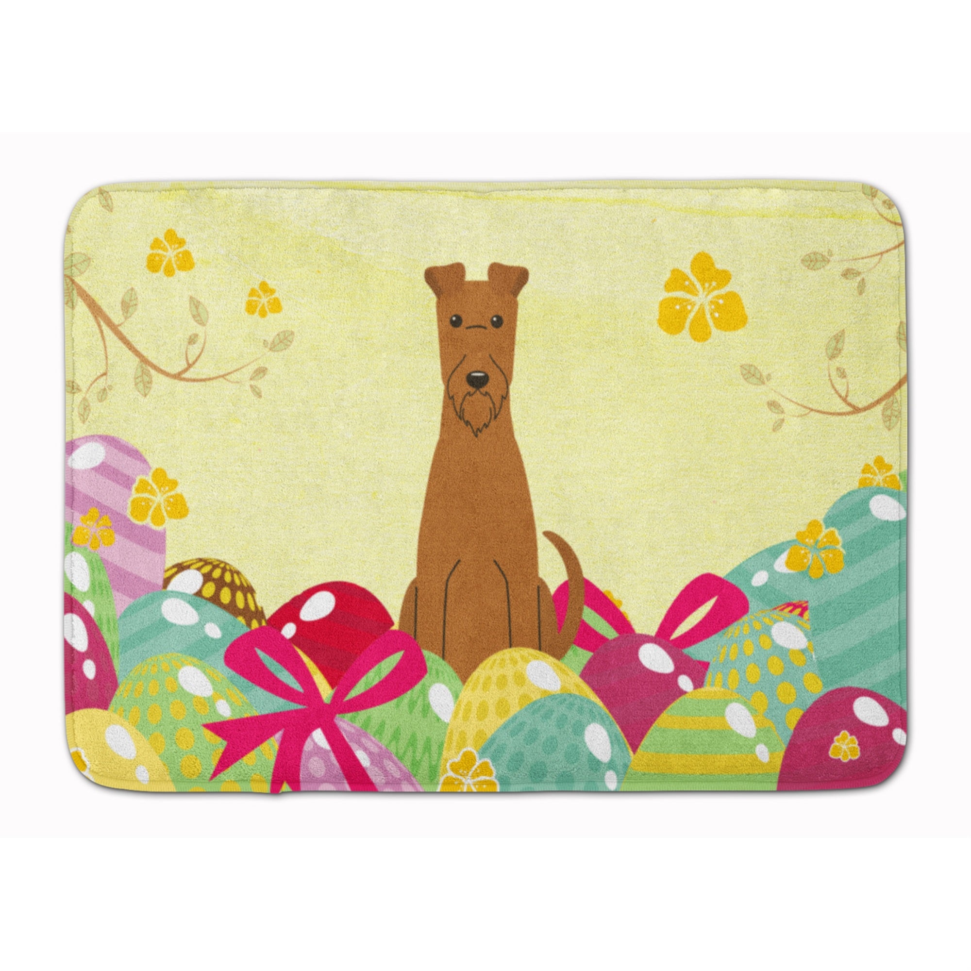 Caroline'S Treasures Easter Eggs Irish Terrier Machine Washable Memory Foam Mat Doormats, Multicolor