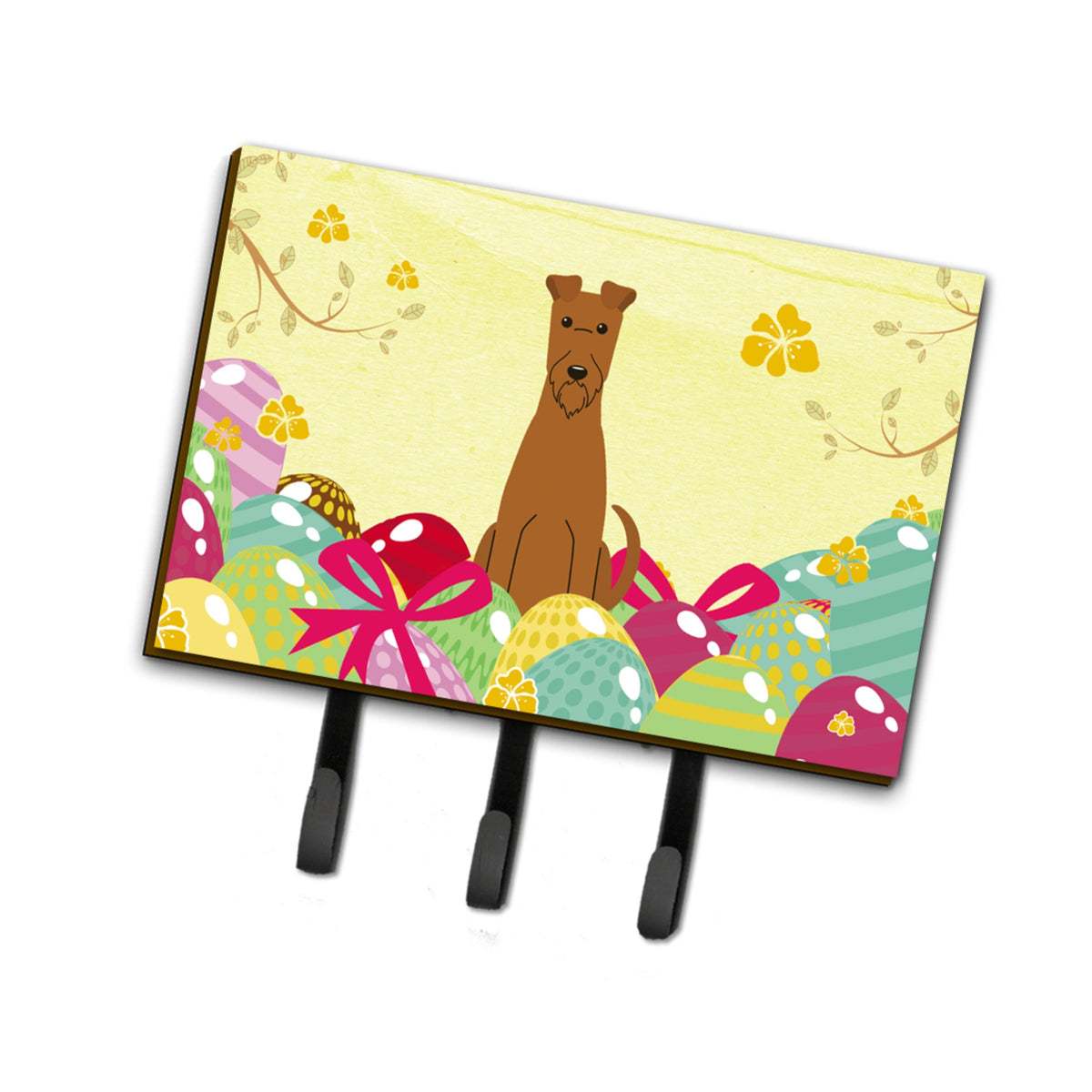 Caroline'S Treasures Easter Eggs Irish Terrier Leash Or Key Holder Hooks, Multicolor