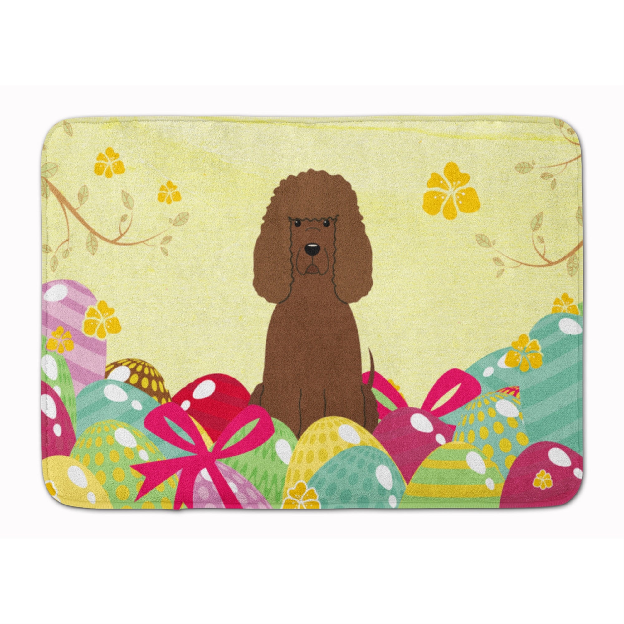 Caroline'S Treasures Easter Eggs Irish Water Spaniel Machine Washable Memory Foam Mat Doormats, Multicolor