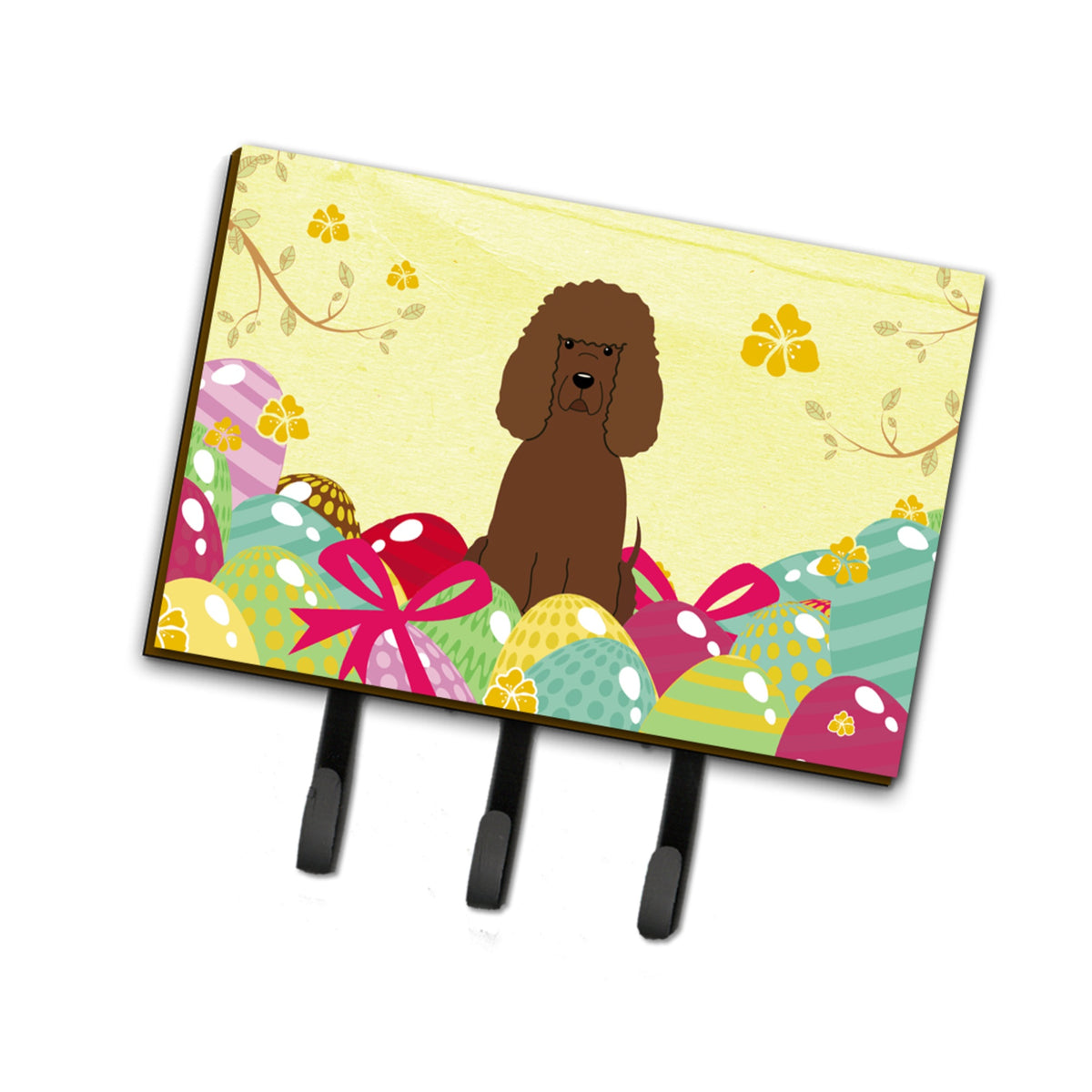 Caroline'S Treasures Easter Eggs Irish Water Spaniel Leash Or Key Holder Hooks, Multicolor