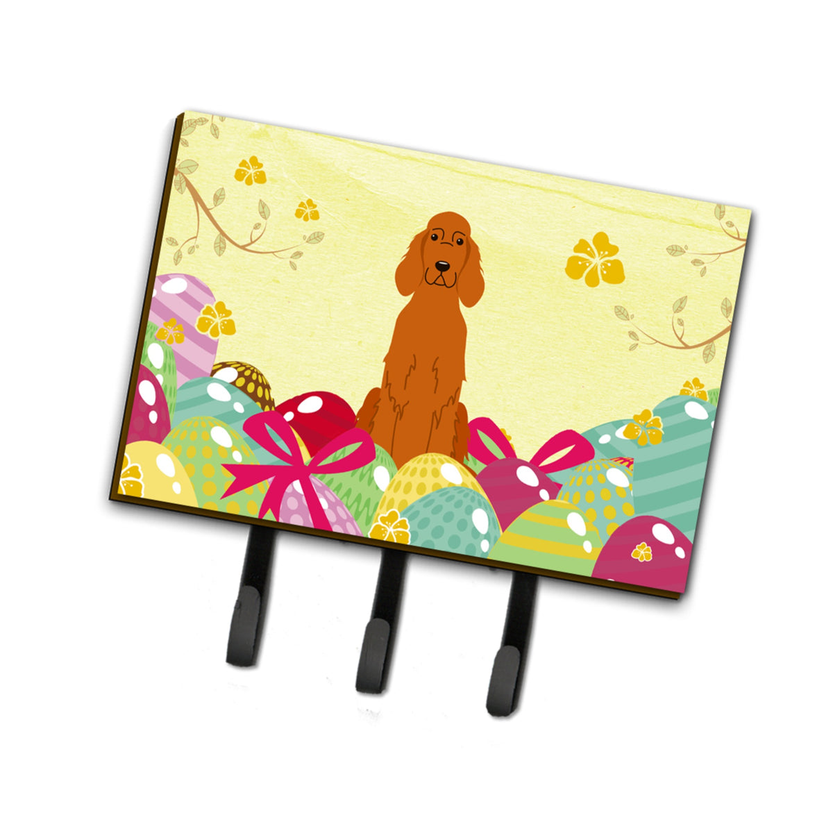 Caroline'S Treasures Easter Eggs Irish Setter Leash Or Key Holder Hooks, Multicolor
