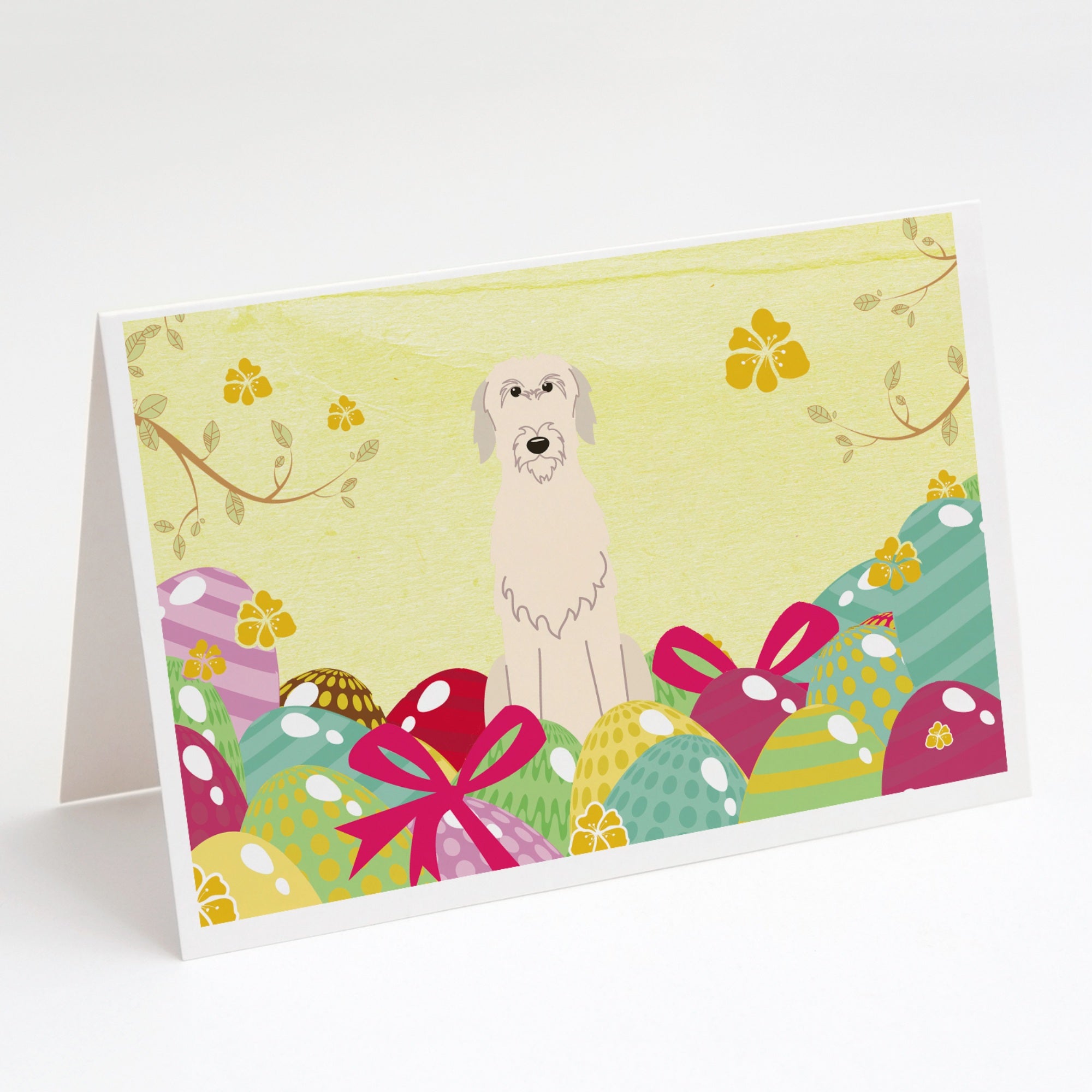 Easter Eggs Irish Wolfhound Greeting Cards And Envelopes Pack Of 8