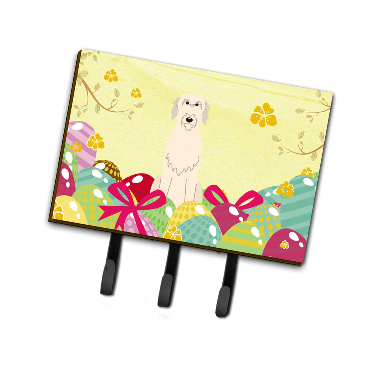 Caroline'S Treasures Easter Eggs Irish Wolfhound Leash Or Key Holder Hooks, Multicolor