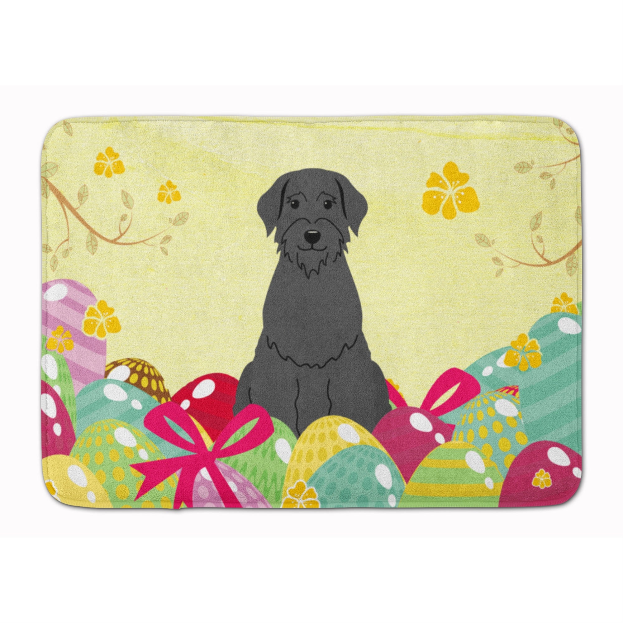 Caroline'S Treasures Easter Eggs Giant Schnauzer Machine Washable Memory Foam Mat Doormats, Multicolor