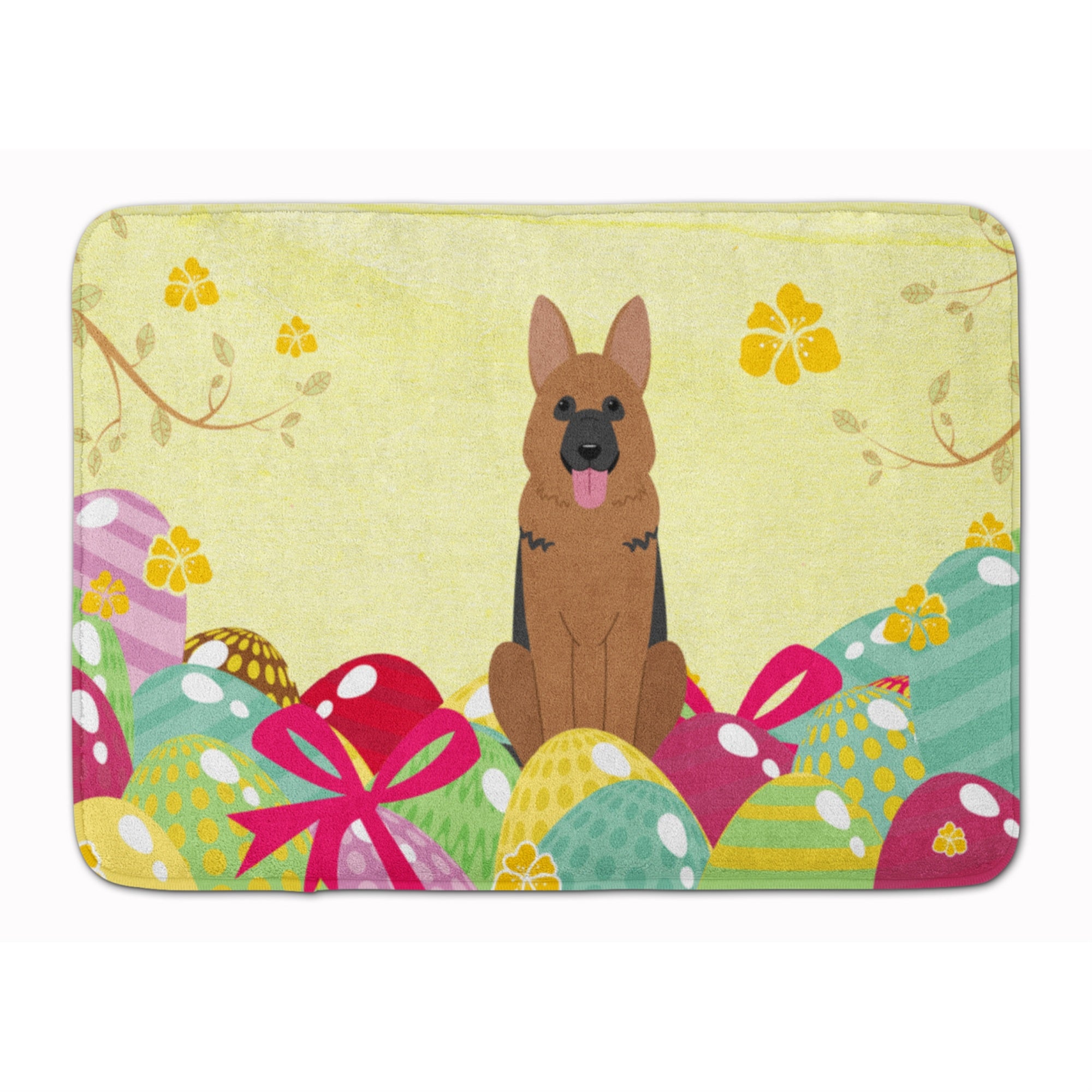 Caroline'S Treasures Easter Eggs German Shepherd Machine Washable Memory Foam Mat Doormats, Multicolor