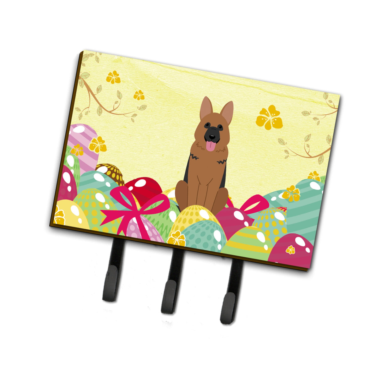 Caroline'S Treasures Easter Eggs German Shepherd Leash Or Key Holder Hooks, Multicolor