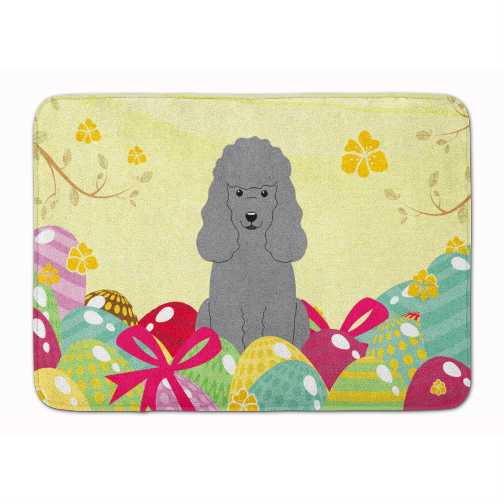Caroline'S Treasures Easter Eggs Poodle Silver Machine Washable Memory Foam Mat Doormats, Multicolor