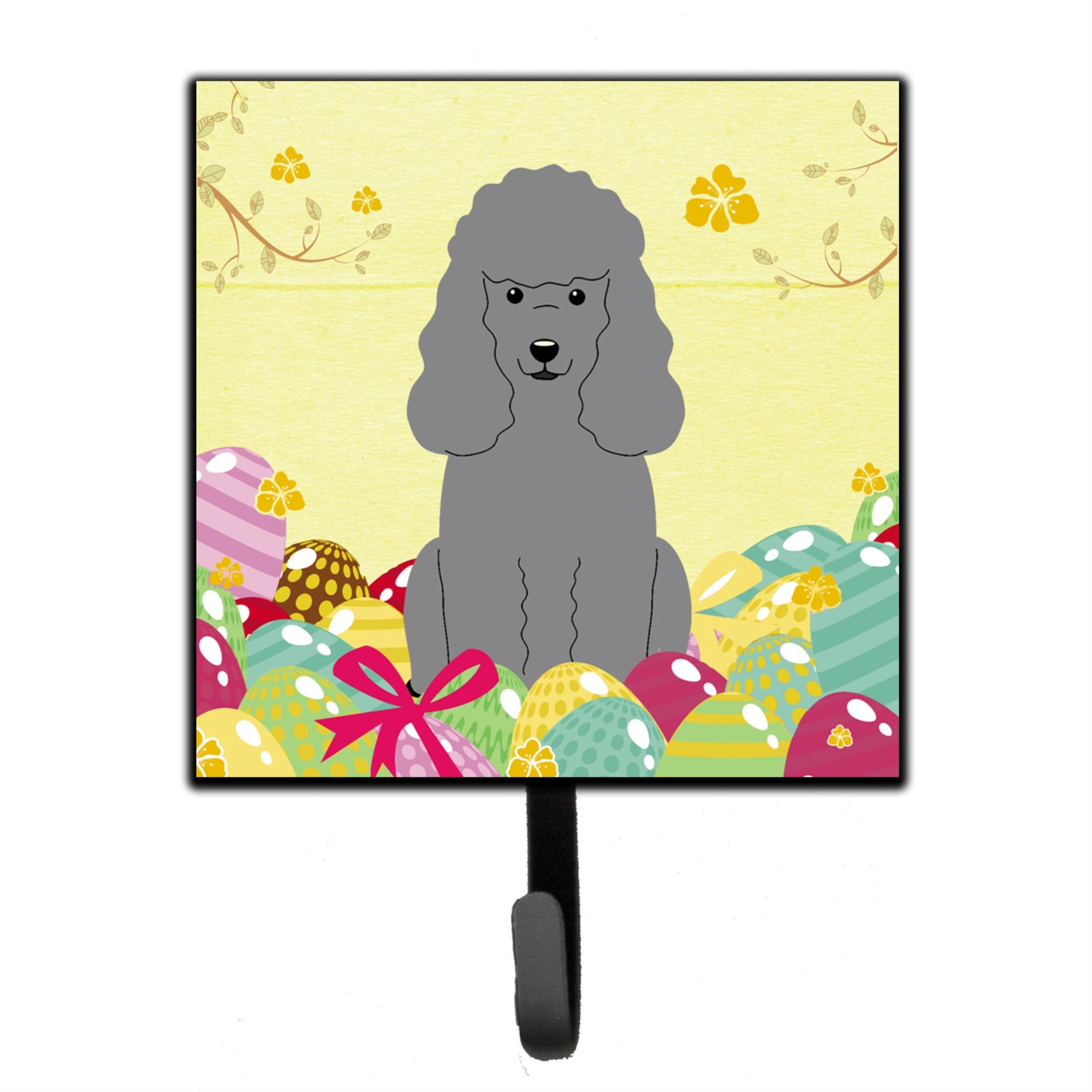 Caroline'S Treasures Easter Eggs Poodle Silver Wall Hook, Small, Multicolor