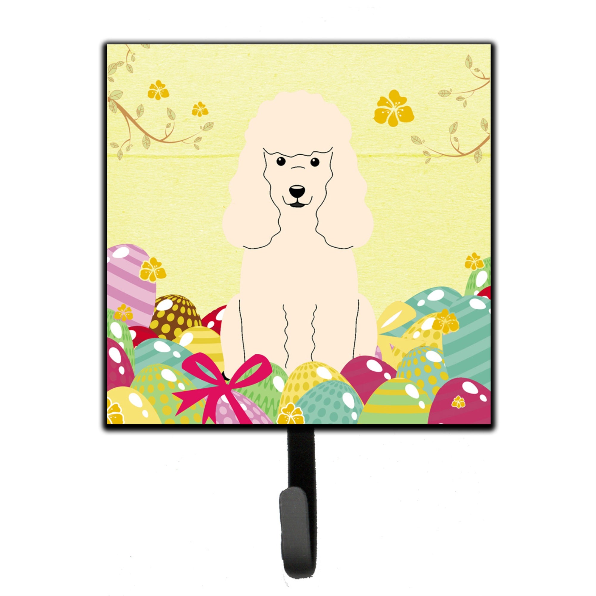 Caroline'S Treasures Easter Eggs Poodle White Wall Hook, Small, Multicolor