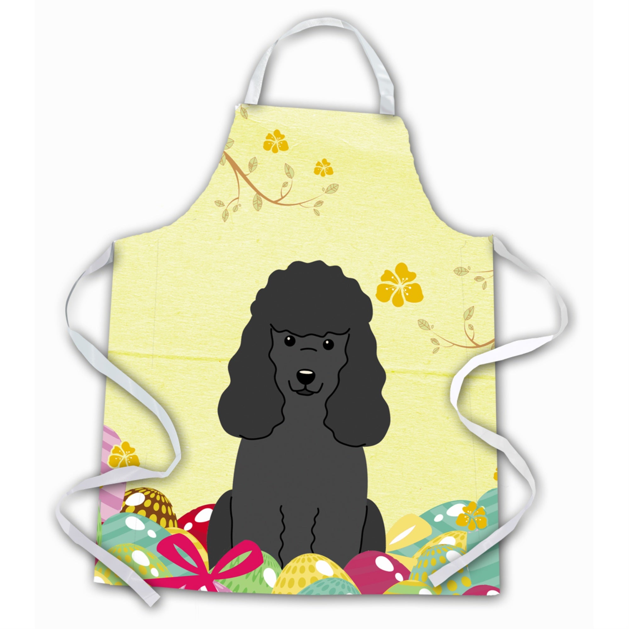 Caroline'S Treasures Easter Eggs Poodle Black Apron, Multicolor, Large