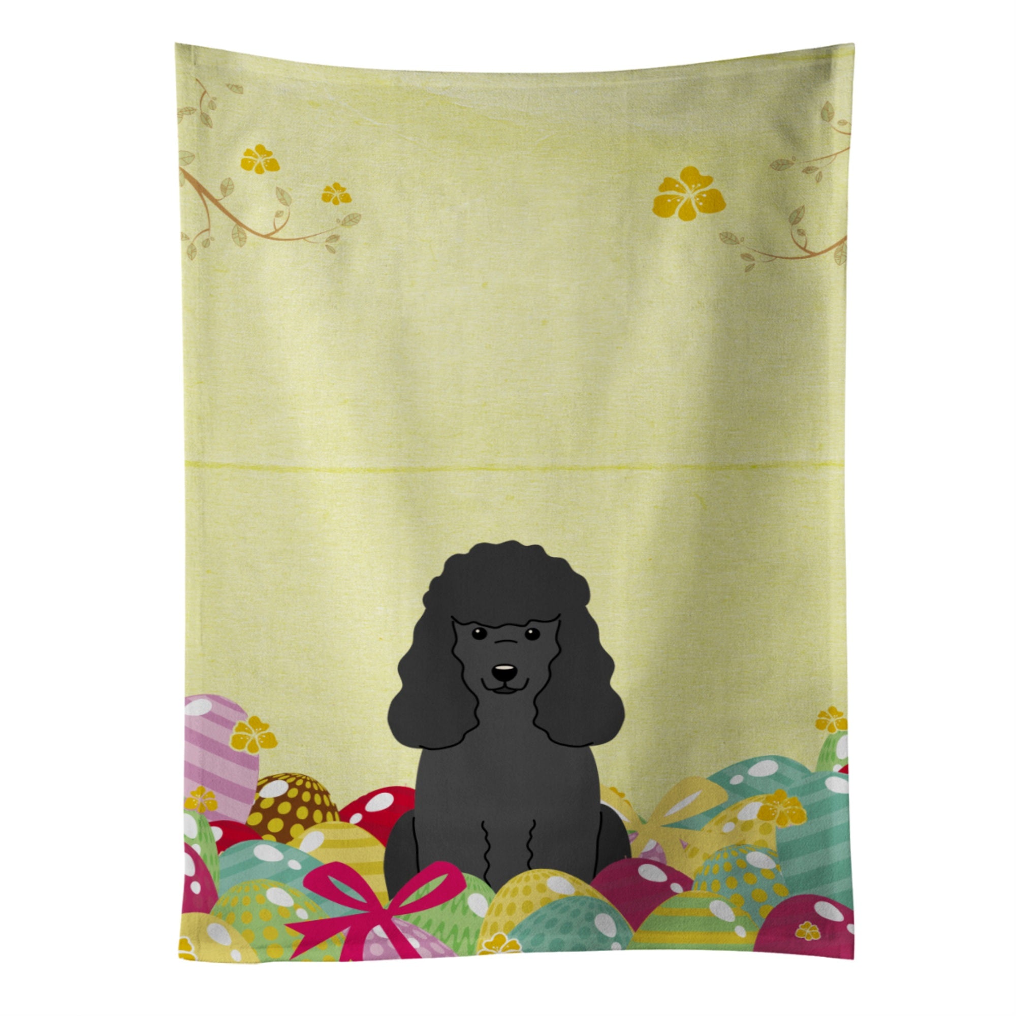 Caroline'S Treasures Easter Eggs Poodle Black Kitchen Towel, Multicolor, 25 X 15