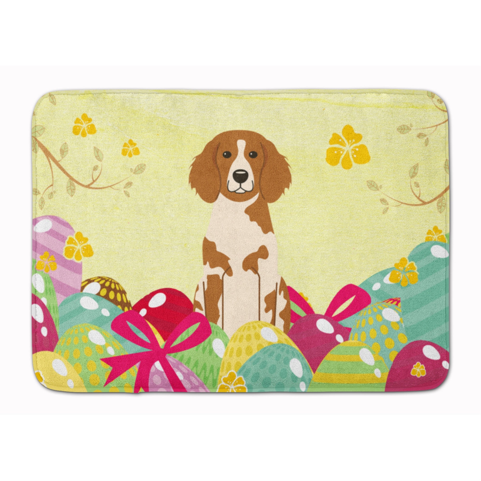 Caroline'S Treasures Easter Eggs Brittany Spaniel Machine Washable Memory Foam Mat Doormats, Multicolor