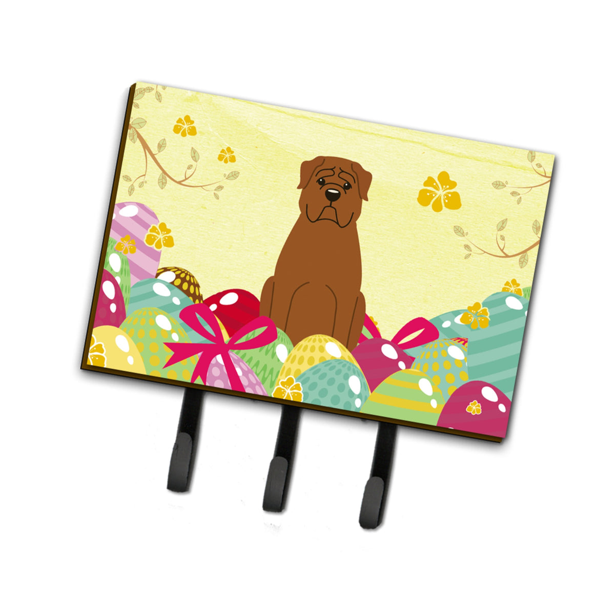 Caroline'S Treasures Easter Eggs Dogue De Bourdeaux Leash Or Key Holder Hooks, Multicolor