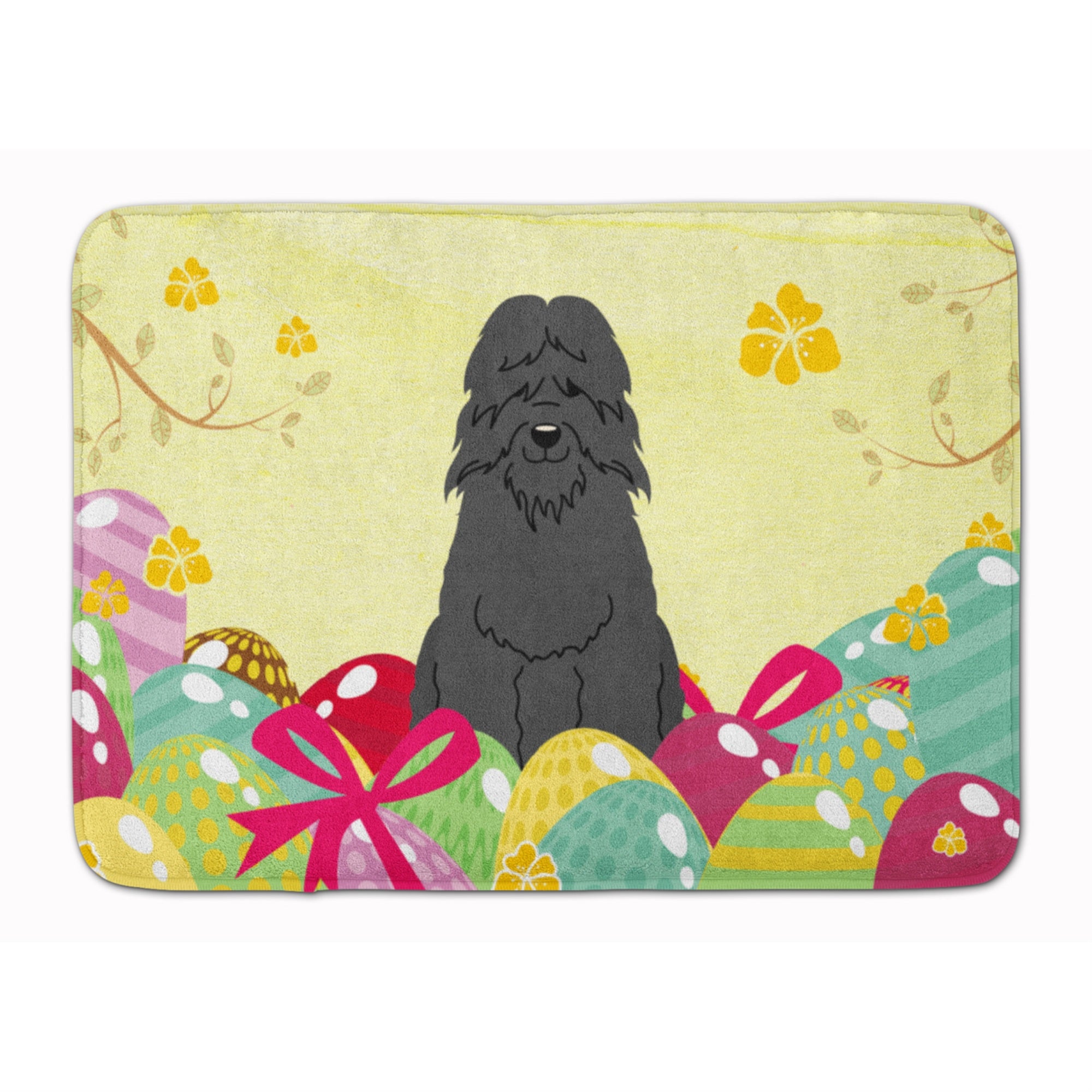 Caroline'S Treasures Easter Eggs Bouvier Des Flandres Machine Washable Memory Foam Mat Doormats, Multicolor