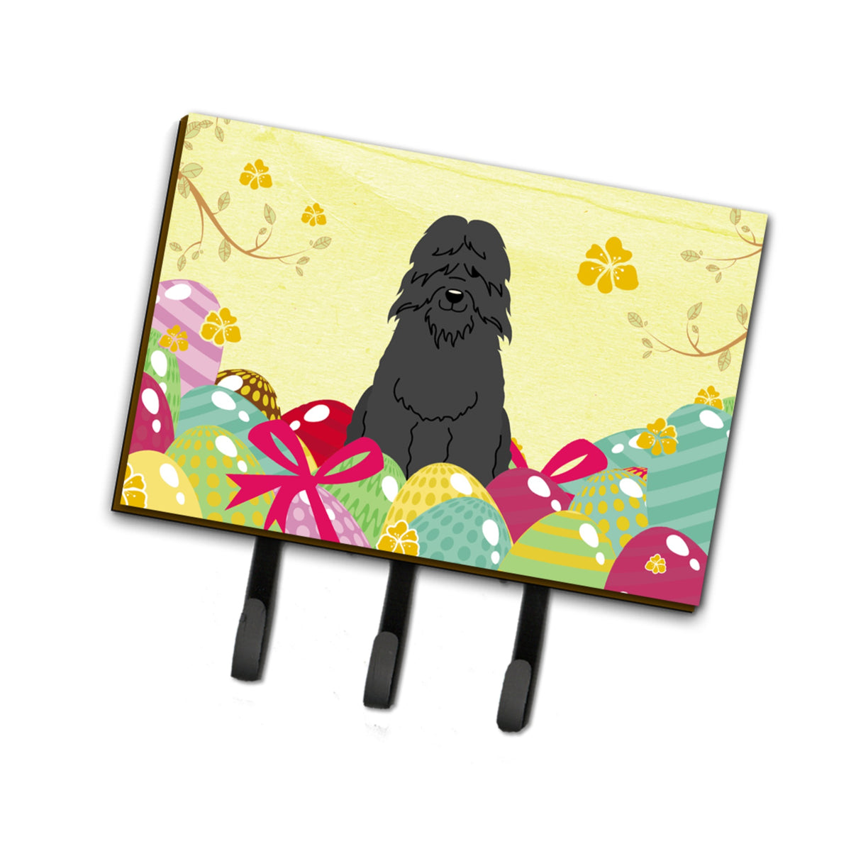 Caroline'S Treasures Easter Eggs Bouvier Des Flandres Leash Or Key Holder Hooks, Multicolor