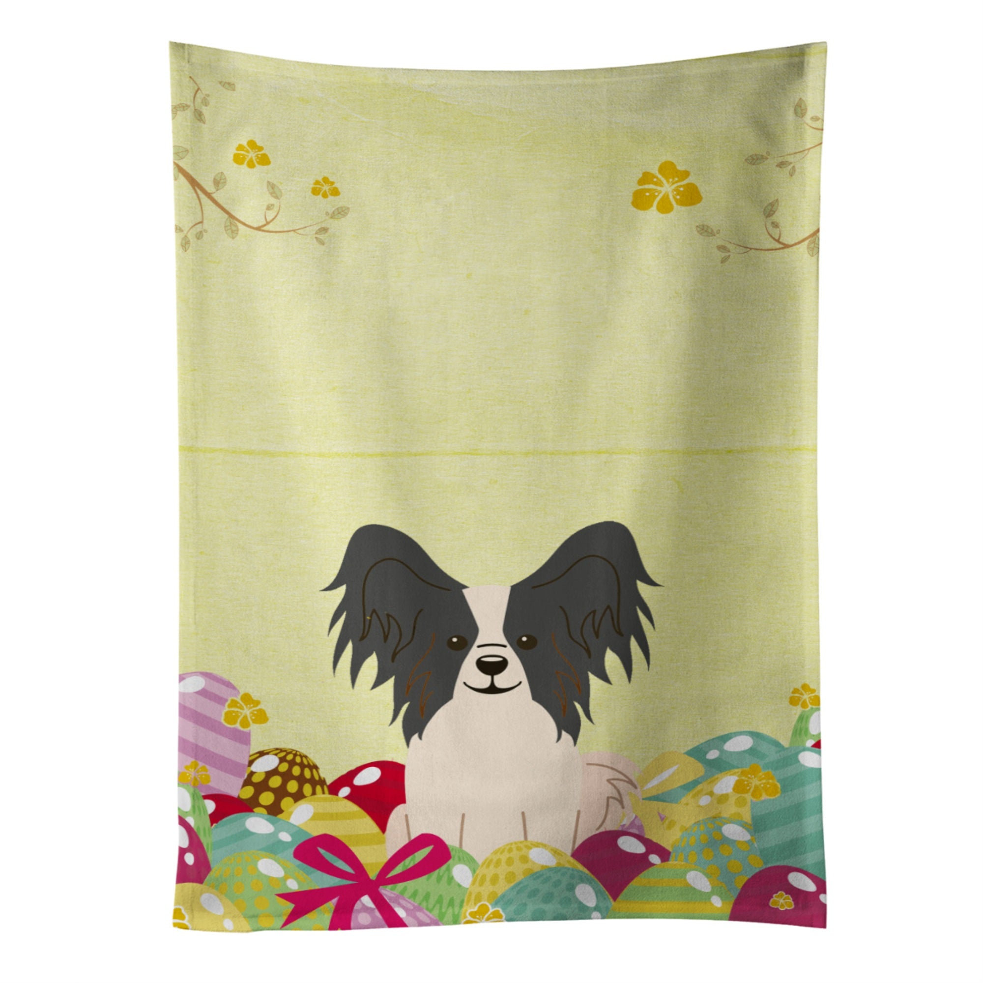 Caroline'S Treasures Easter Eggs Papillon Black White Kitchen Towel, Multicolor, 25 X 15