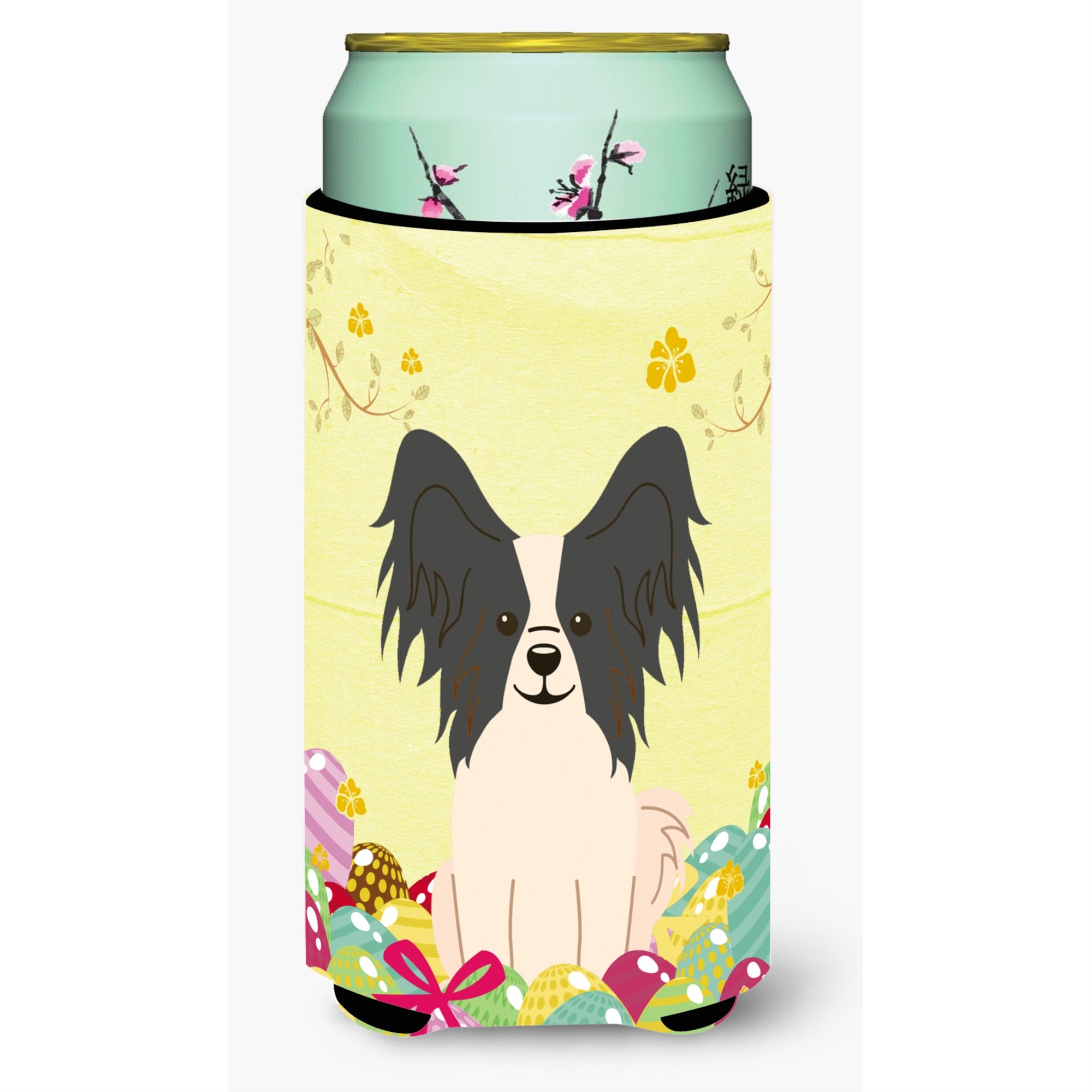 Caroline'S Treasures Easter Eggs Papillon Black White Tall Boy Beverage Insulator Hugger, Multicolor