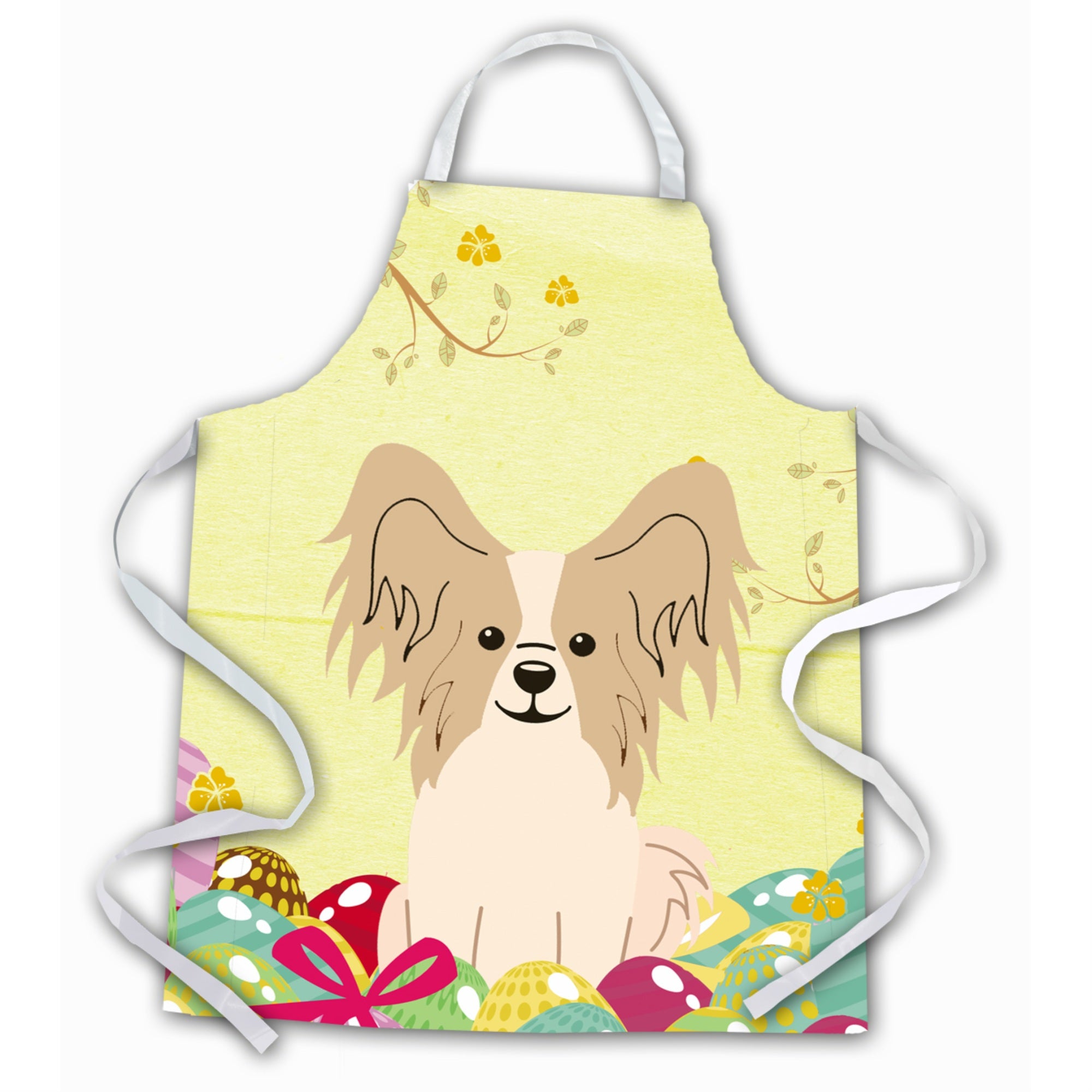 Caroline'S Treasures Easter Eggs Papillon Sable White Apron, Large, Multicolor