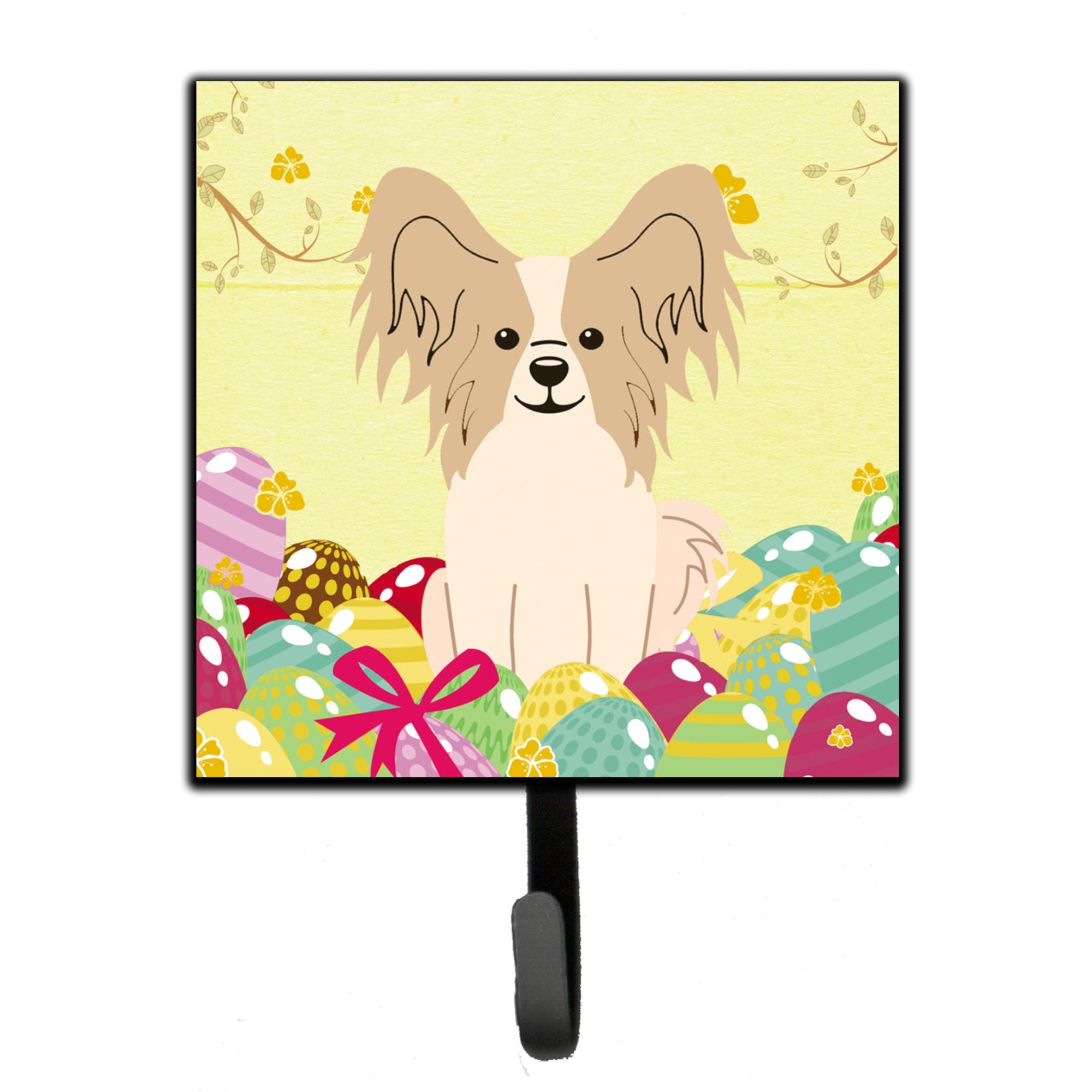 Caroline'S Treasures Easter Eggs Papillon Sable White Wall Hook, Small, Multicolor