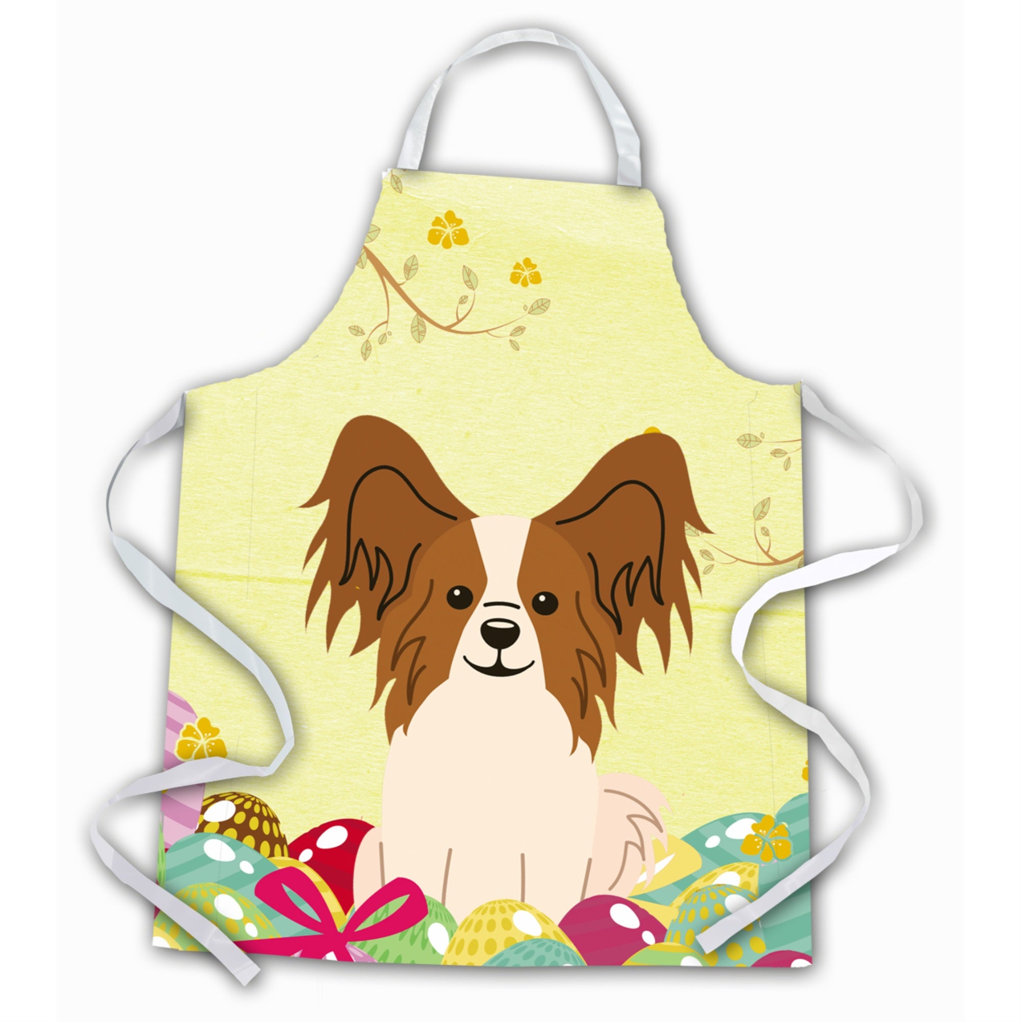 Caroline'S Treasures Easter Eggs Papillon Red White Apron, Large, Multicolor