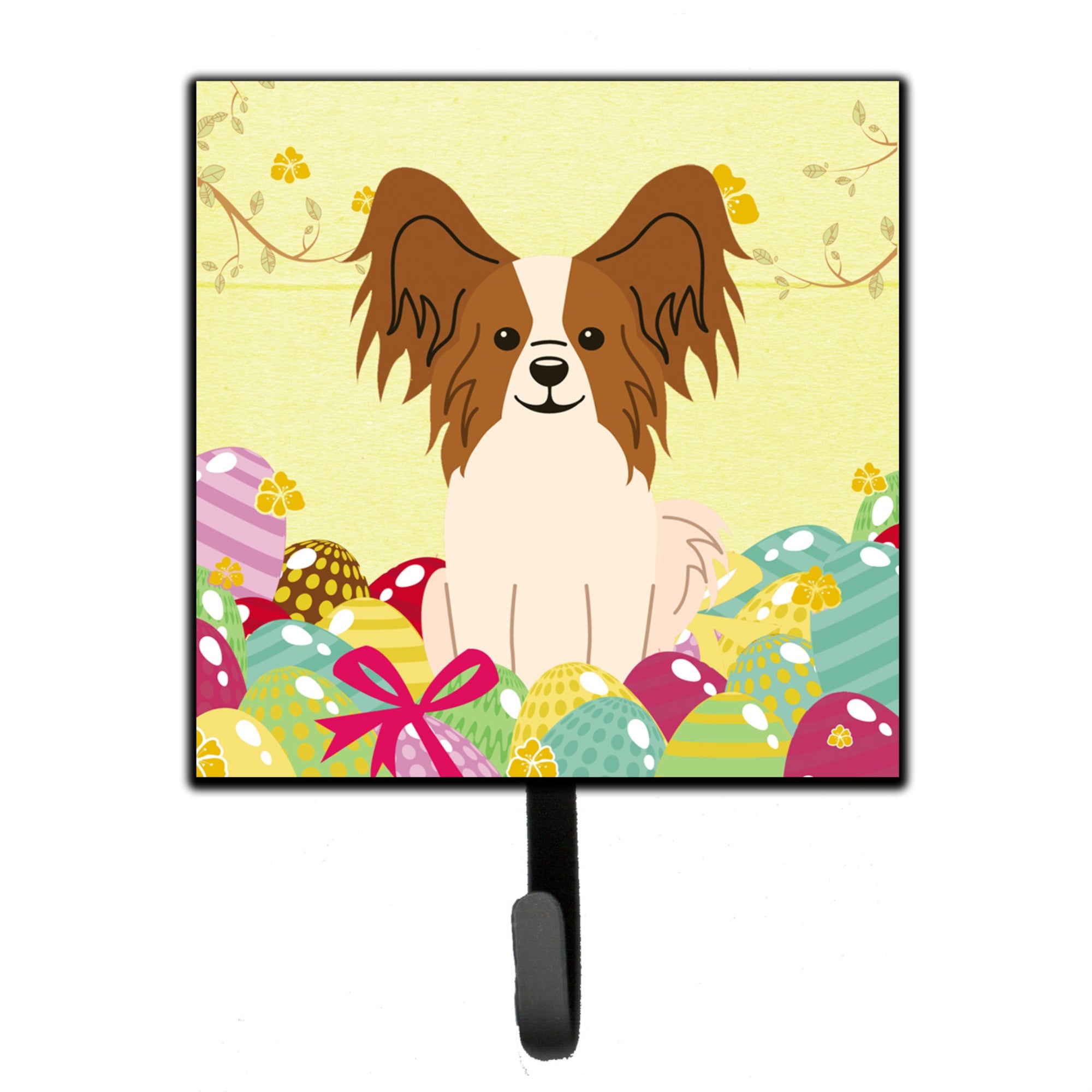 Caroline'S Treasures Easter Eggs Papillon Red White Wall Hook, Small, Multicolor
