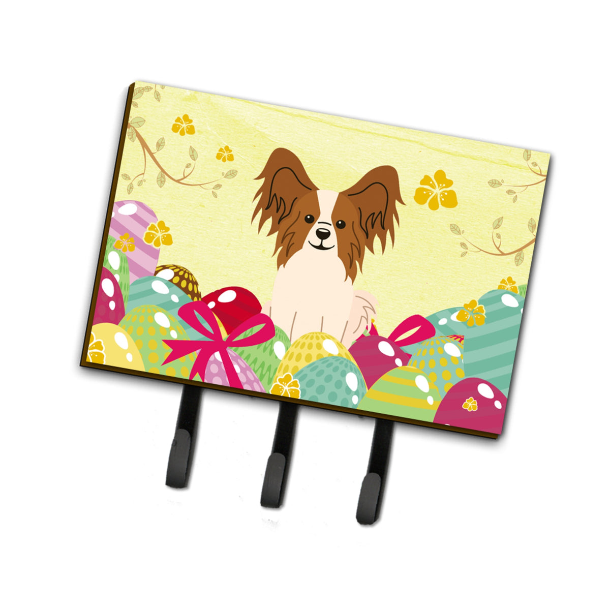 Caroline'S Treasures Easter Eggs Papillon Red White Leash Or Key Holder Hooks