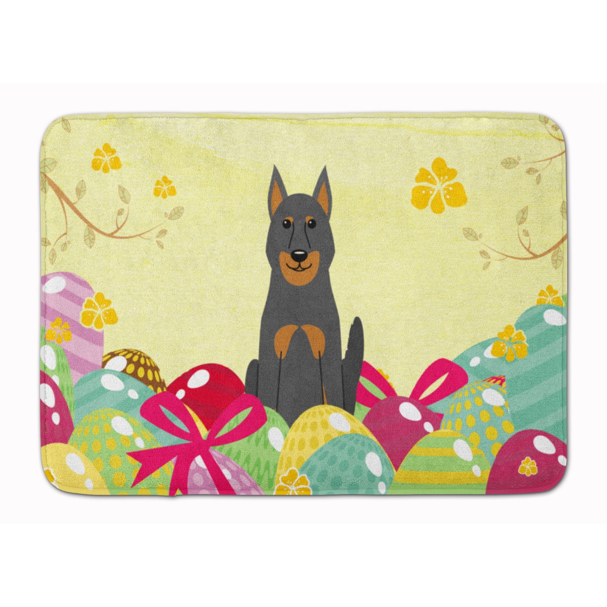 Caroline'S Treasures Easter Eggs Beauce Shepherd Dog Machine Washable Memory Foam Mat Doormats, Multicolor