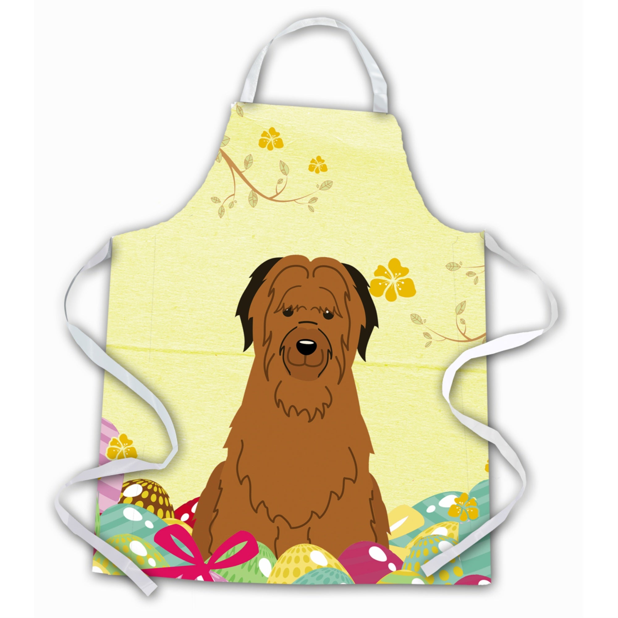 Caroline'S Treasures Easter Eggs Briard Brown Apron, Large, Multicolor
