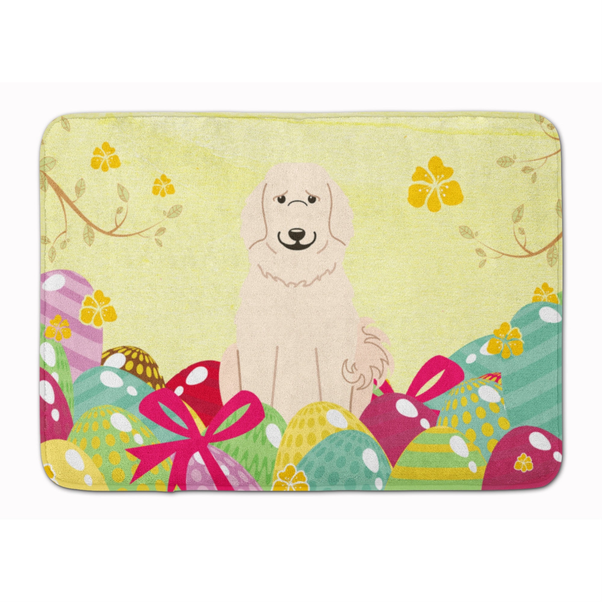Caroline'S Treasures Easter Eggs Pyrenese Machine Washable Memory Foam Mat Doormats, Multicolor