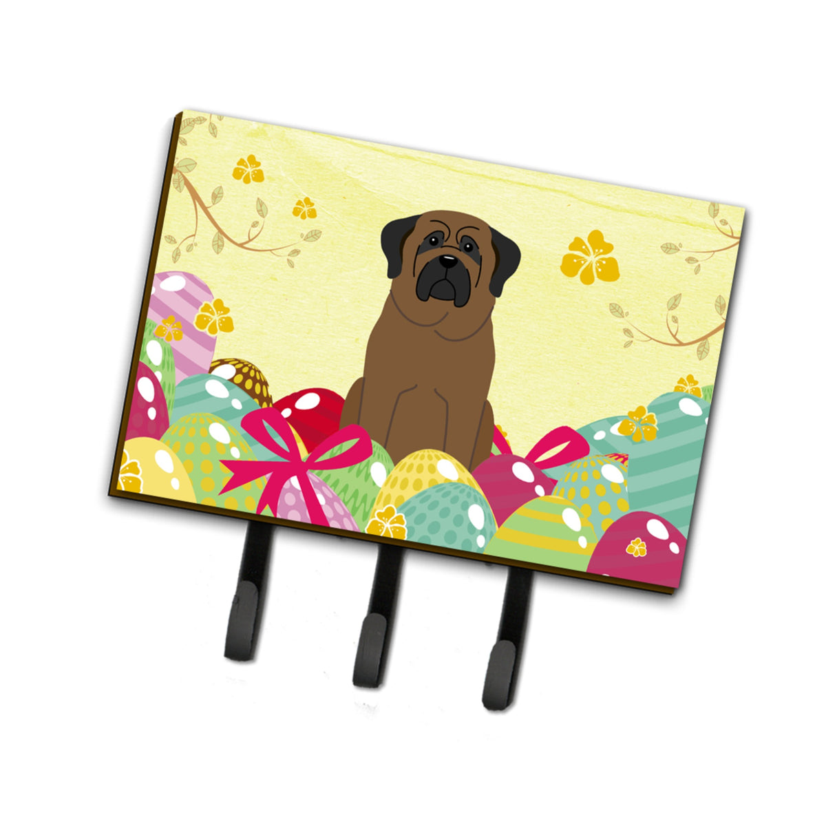 Caroline'S Treasures Easter Eggs Bullmastiff Leash Or Key Holder Hooks, Multicolor
