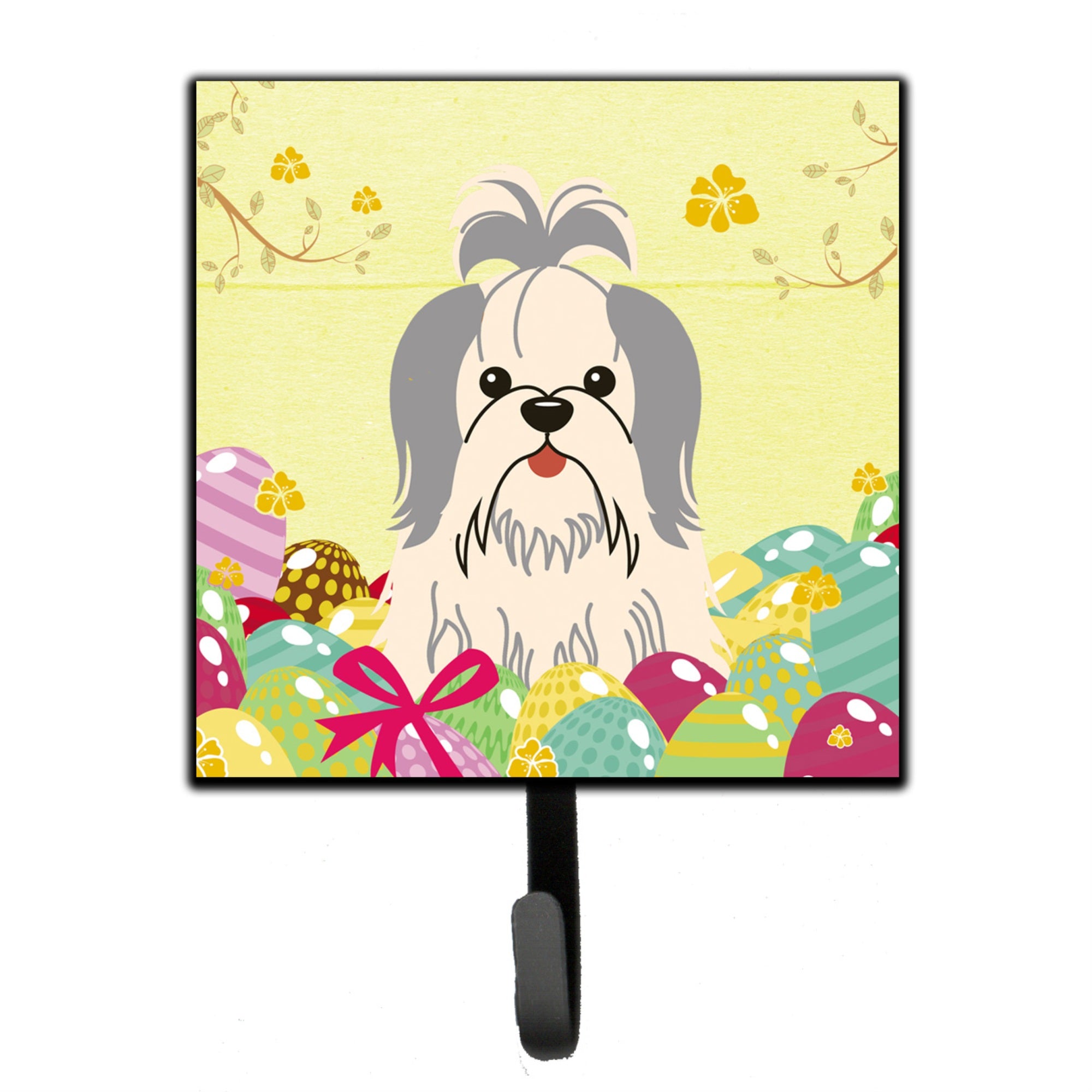 Caroline'S Treasures Easter Eggs Shih Tzu Silver White Wall Hook, Small, Multicolor