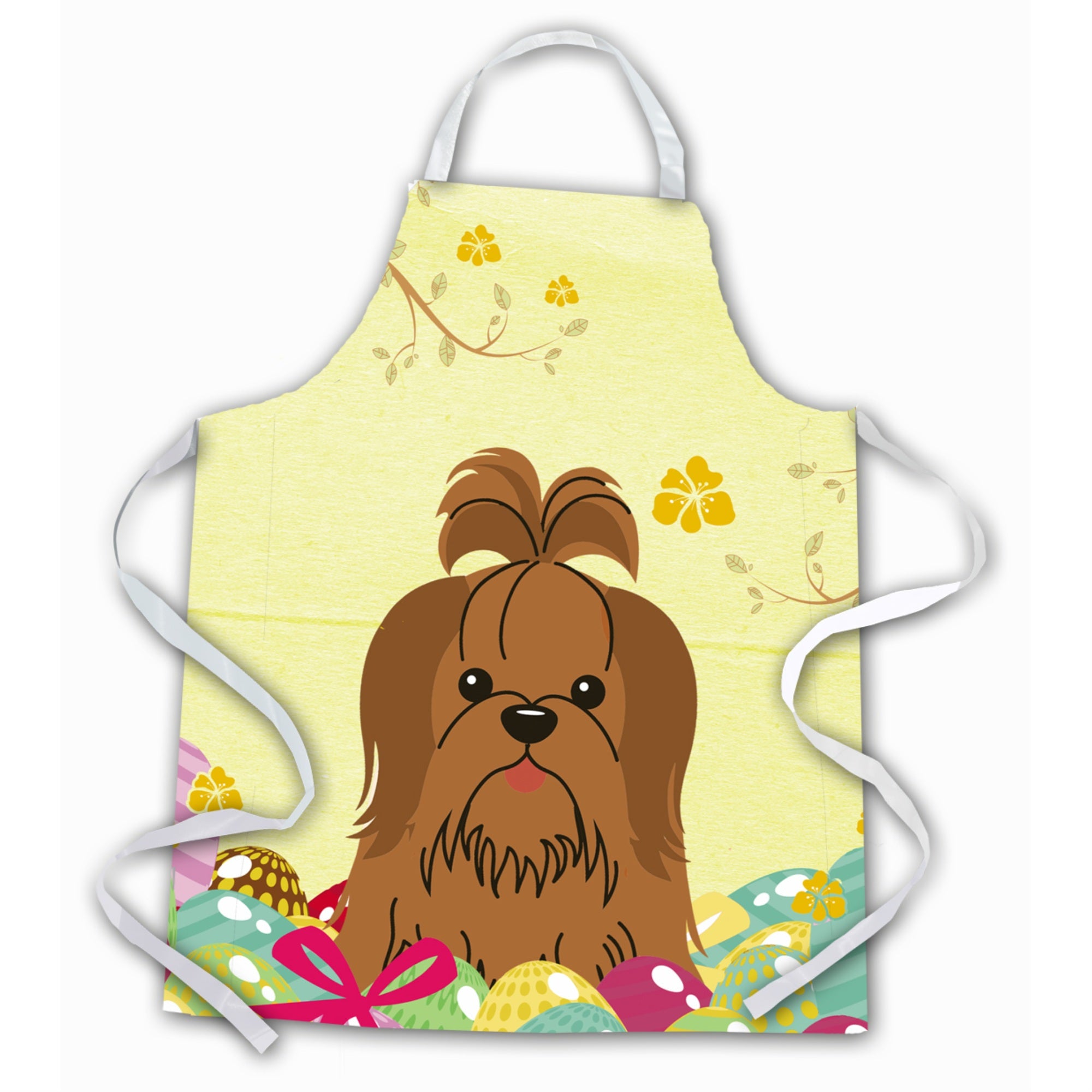 Caroline'S Treasures Easter Eggs Shih Tzu Silver Chocolate Apron, Large, Multicolor