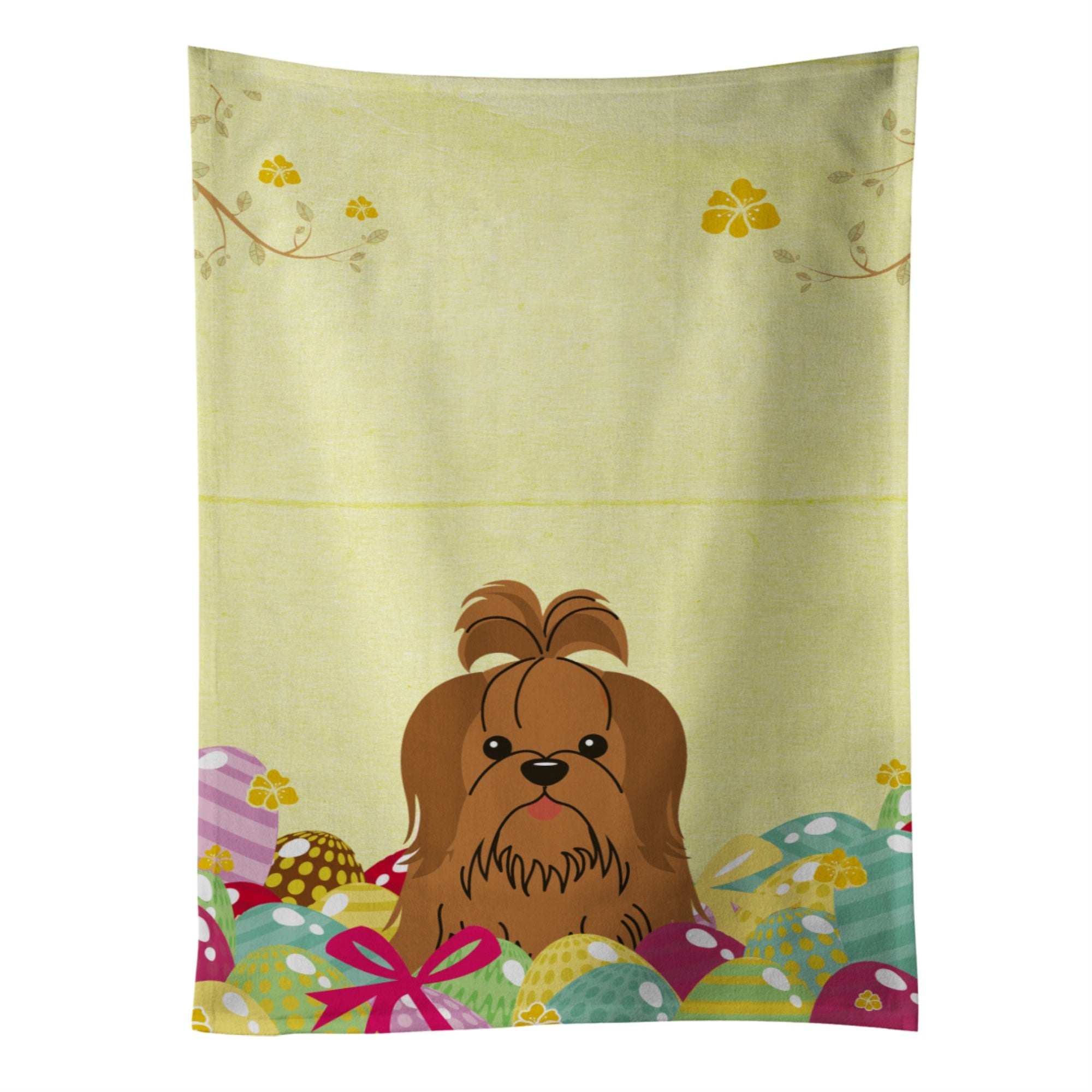 Caroline'S Treasures Easter Eggs Shih Tzu Silver Chocolate Kitchen Towel, Multicolor, 25 X 15