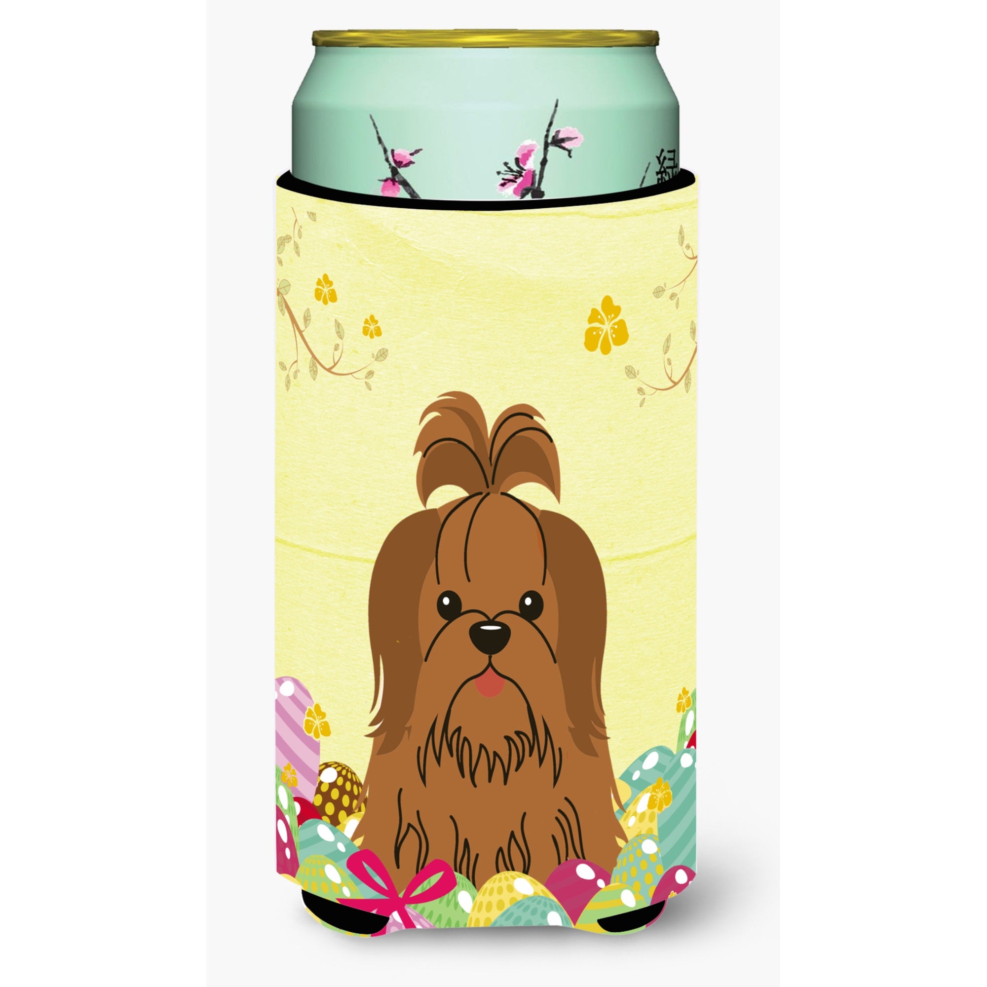 Caroline'S Treasures Easter Shih Tzu Silver Chocolate Tall Boy Beverage Insulator Hugger, Multicolor