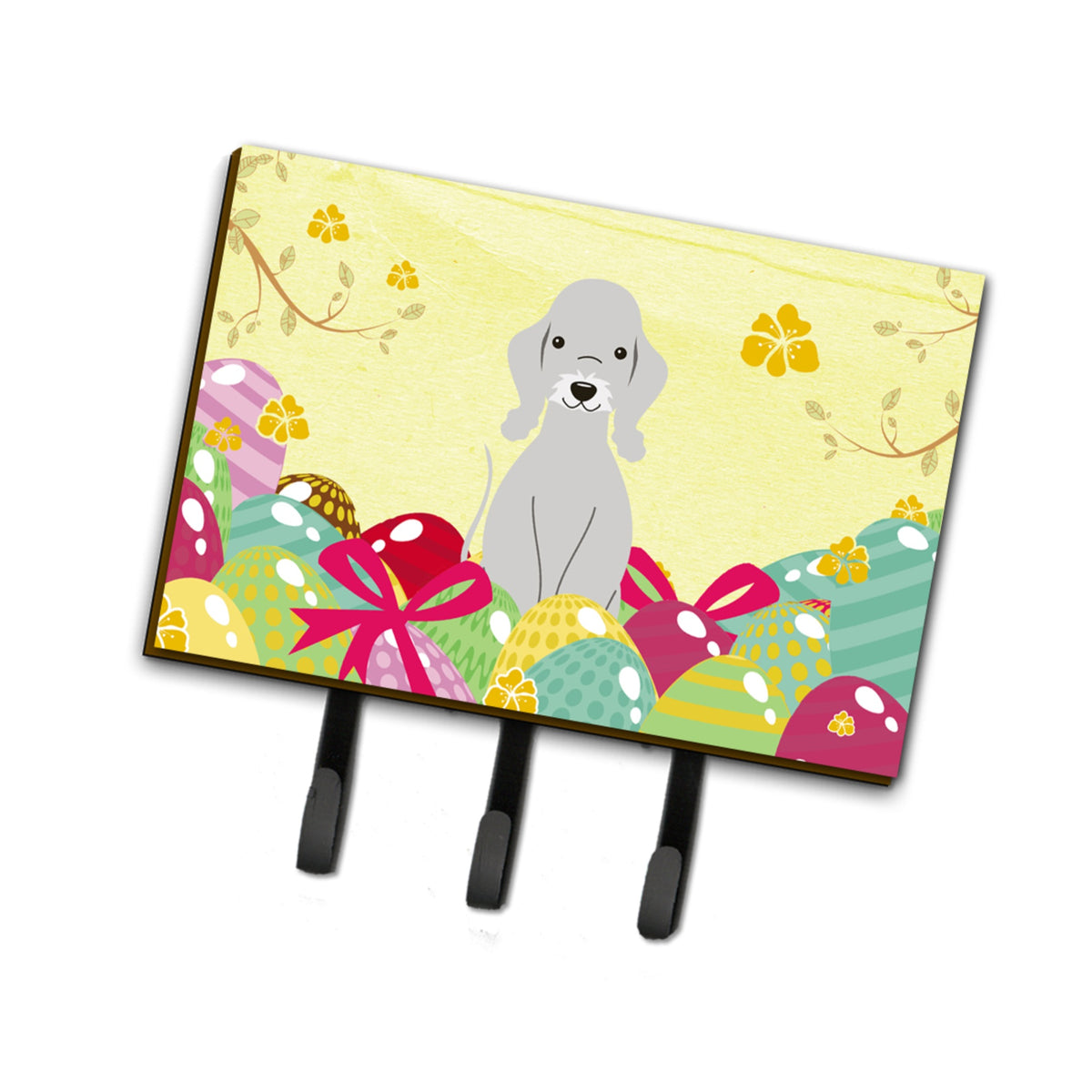 Caroline'S Treasures Easter Eggs Bedlington Terrier Blue Leash Or Key Holder Hooks