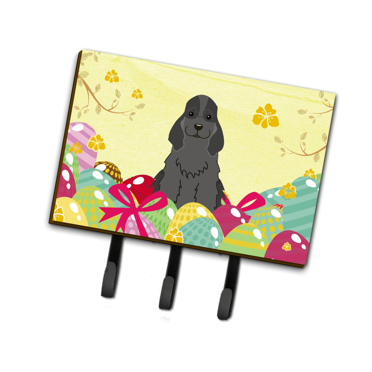 Caroline'S Treasures Easter Eggs Cocker Spaniel Black Leash Or Key Holder Hooks, Multicolor