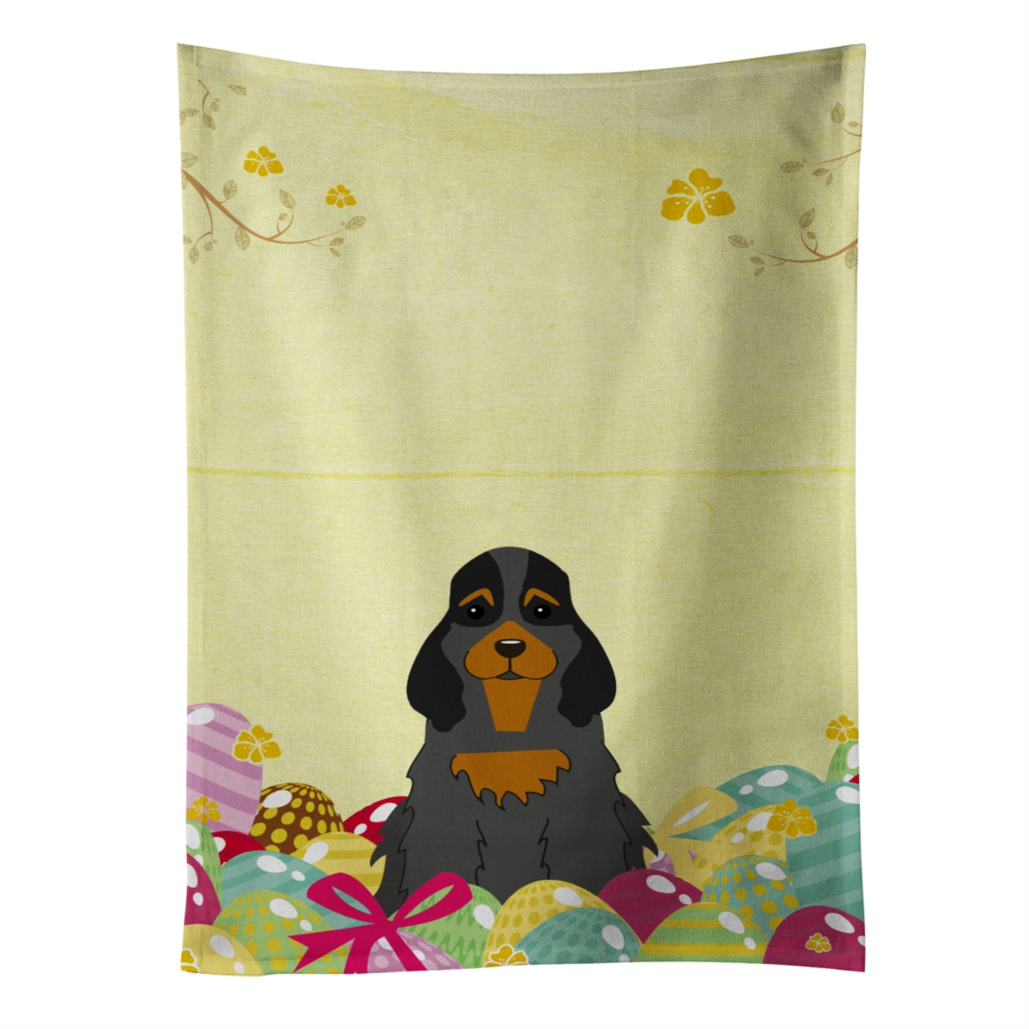 Caroline'S Treasures Easter Eggs Cocker Spaniel Black Tan Kitchen Towel, Multicolor, 25 X 15
