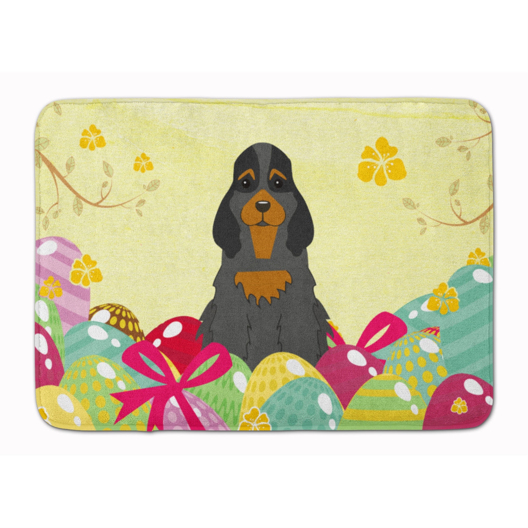Caroline'S Treasures Easter Eggs Cocker Spaniel Black Tan Machine Washable Memory Foam Mat Doormats, Multicolor